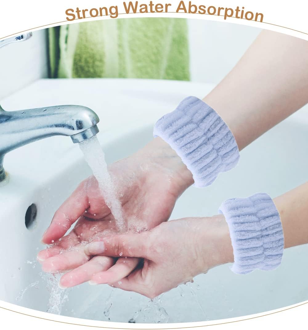 8PCS Wristbands for Washing Face, Microfiber Wrist Wash Bands, Towel Scrunchies Spa Face Wash Wristbands Prevent Water from Spilling Down Your Arms (4)
