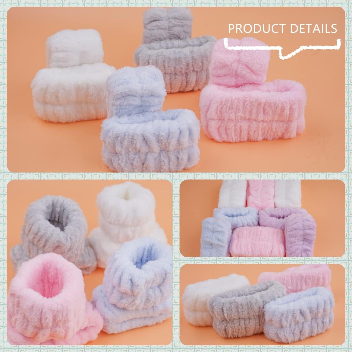 8PCS Wristbands for Washing Face, Microfiber Wrist Wash Bands, Towel Scrunchies Spa Face Wash Wristbands Prevent Water from Spilling Down Your Arms (4)