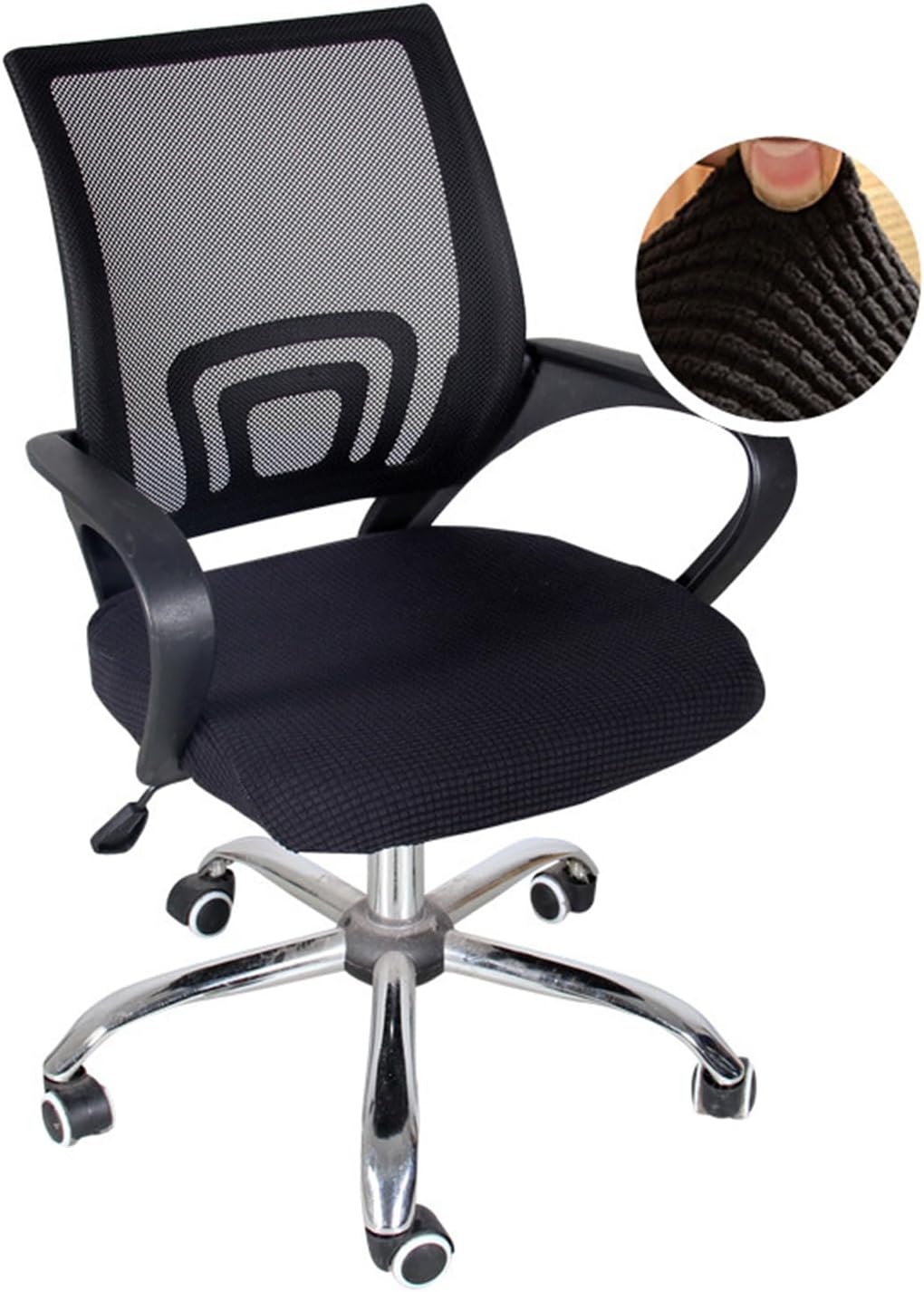 Office Chair Covers, Elastic Stretch Computer Chair Seat Slipcovers Super Fit Anti-dust Desk Seat Cover Spandex Removable Washable Kitchen Chair Protective Cover (Black)