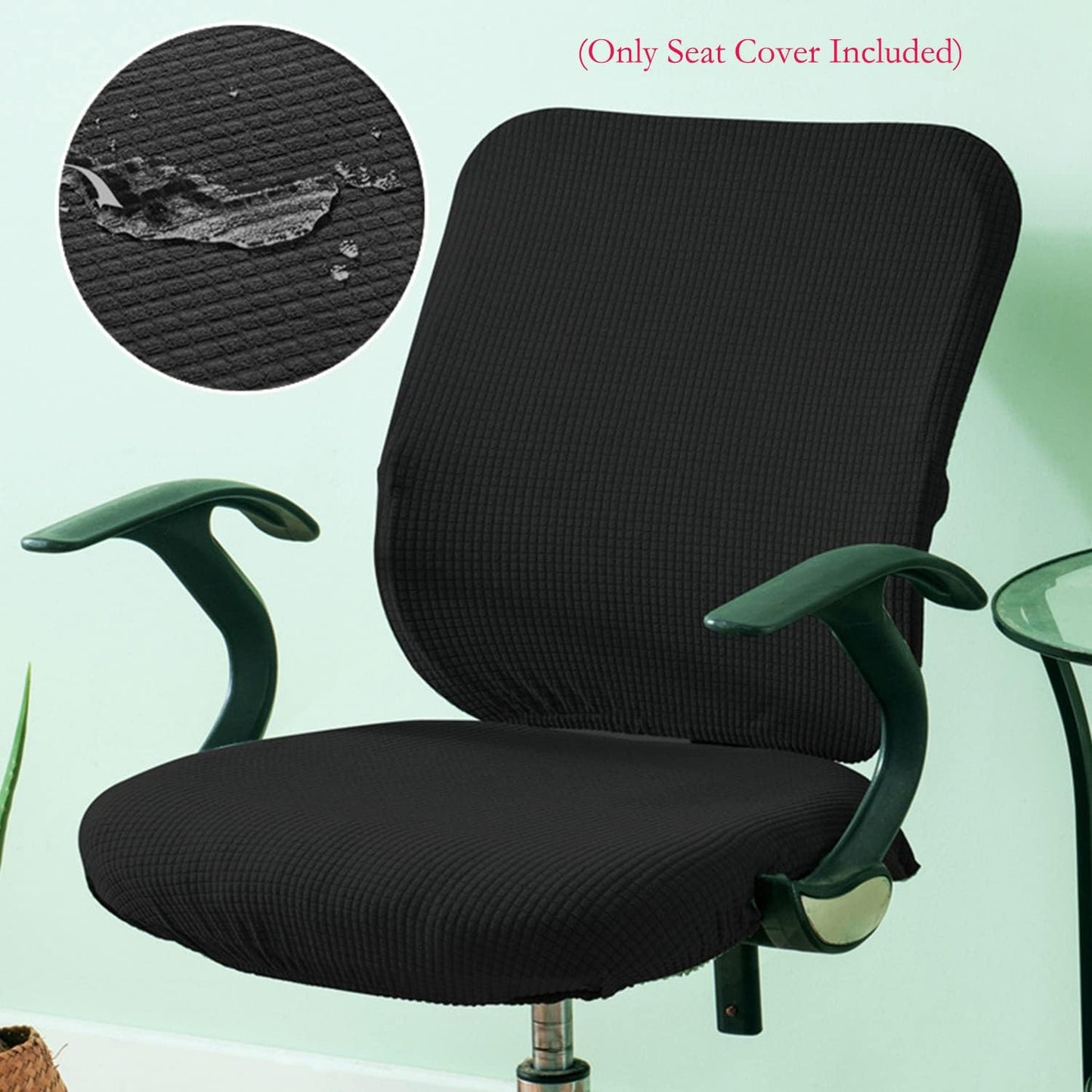 Office Chair Covers, Elastic Stretch Computer Chair Seat Slipcovers Super Fit Anti-dust Desk Seat Cover Spandex Removable Washable Kitchen Chair Protective Cover (Black)