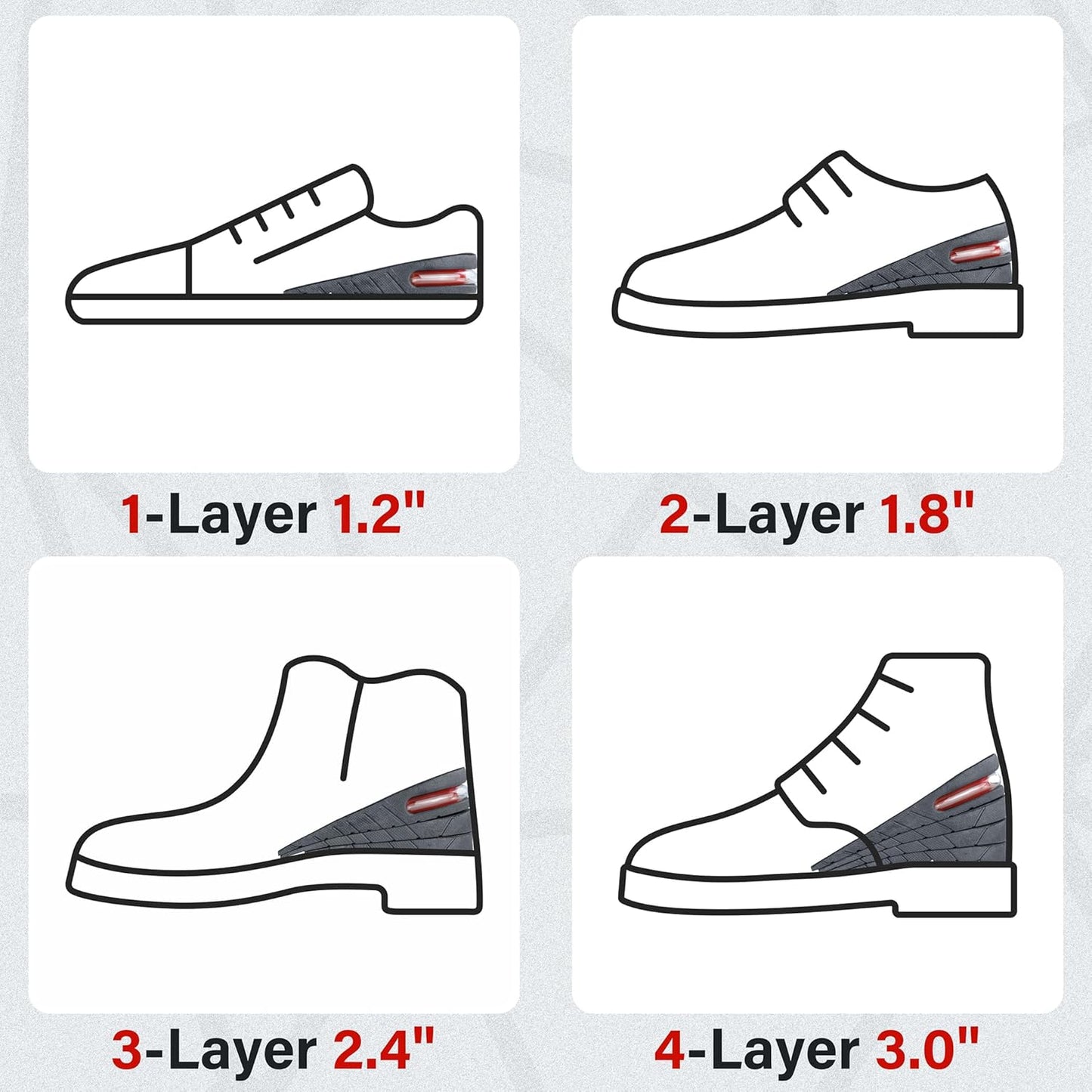 Height Increase Insole 3-Layer Air up Shoe Lifts Elevator Shoes Insole -6 cm(2.4inches) Heels lift Inserts for Men and Women