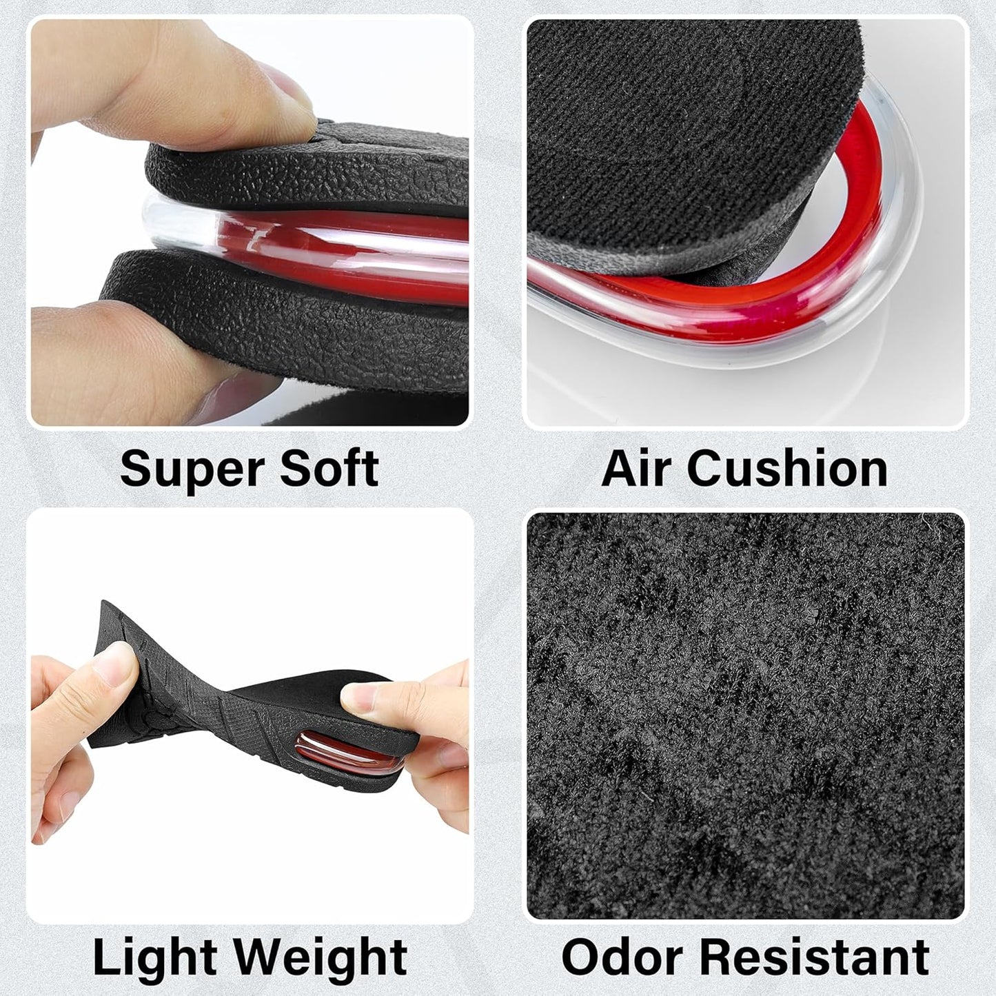 Height Increase Insole 3-Layer Air up Shoe Lifts Elevator Shoes Insole -6 cm(2.4inches) Heels lift Inserts for Men and Women