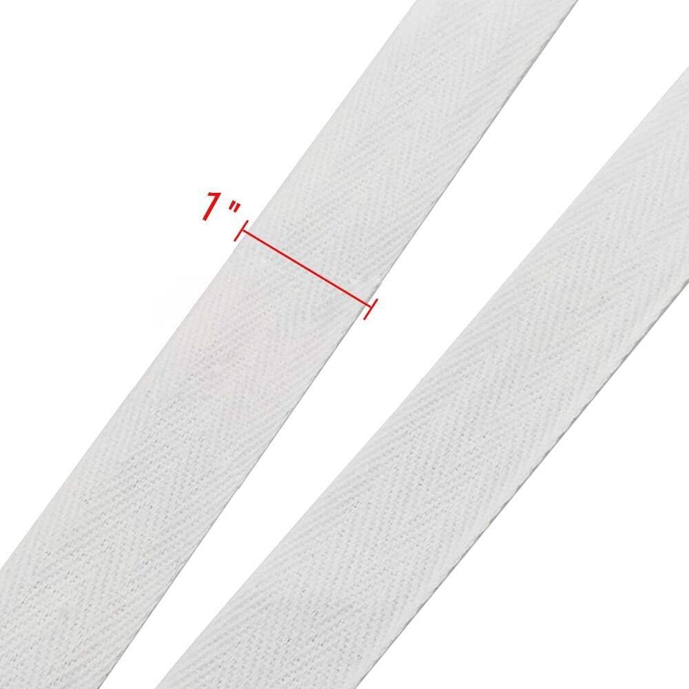 Natural Cotton Twill Tape 50 Yards 1 Inch Bunting Bias Tape Herringbone Webbing Tape Roll for Apron Sewing Dressmaking Craft (White)
