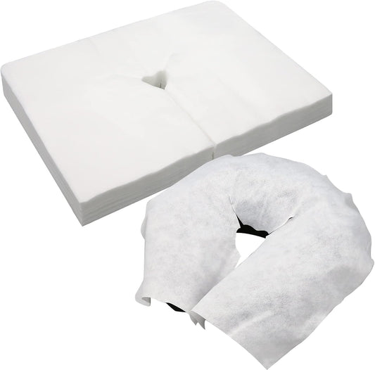100PCS Upgrade Disposable Face Cradle Covers, Medical-Grade, Ultra Soft, Luxurious, Non-Sticking Massage Face Covers, Large Disposable Headrest Covers for Massage Tables and Massage Chairs