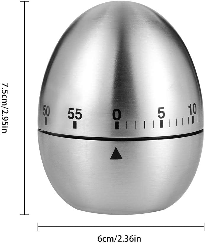 Egg Timer, Classic Egg Shaped Cooking and Baking Countdown Alarm, Manual Mechanical Timer with Loud Alarm for Kids Elderly, Home Use Kitchen Cooking Timer 0-60 Minutes, no Batteries Required