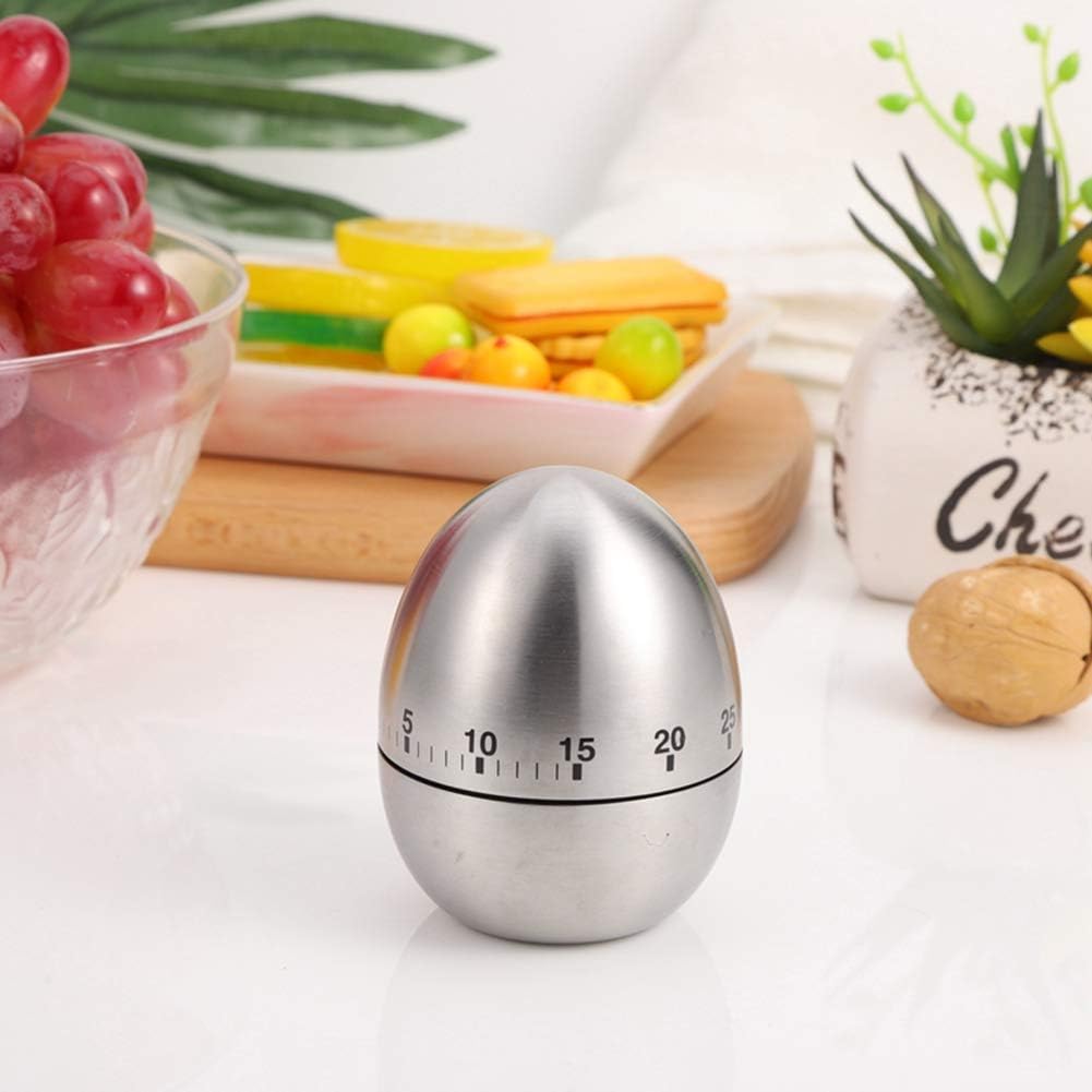 Egg Timer, Classic Egg Shaped Cooking and Baking Countdown Alarm, Manual Mechanical Timer with Loud Alarm for Kids Elderly, Home Use Kitchen Cooking Timer 0-60 Minutes, no Batteries Required