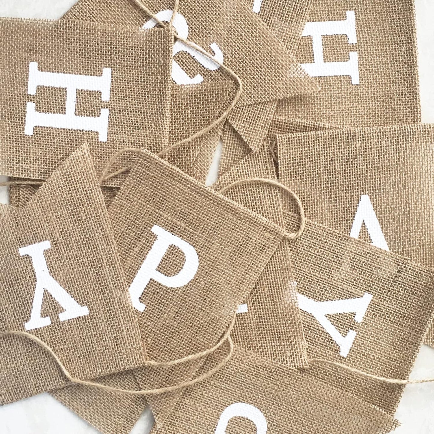 Happy Birthday Banner for Birthday Party Decorations, Rustic Burlap Bunting Swallowtail Flags, 2 in 1