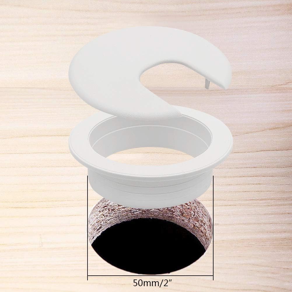 2" White Desk Grommet, Plastic Wire Organizers, Computer Cable Hole Cover Plug Cap Insert(5 Pack)