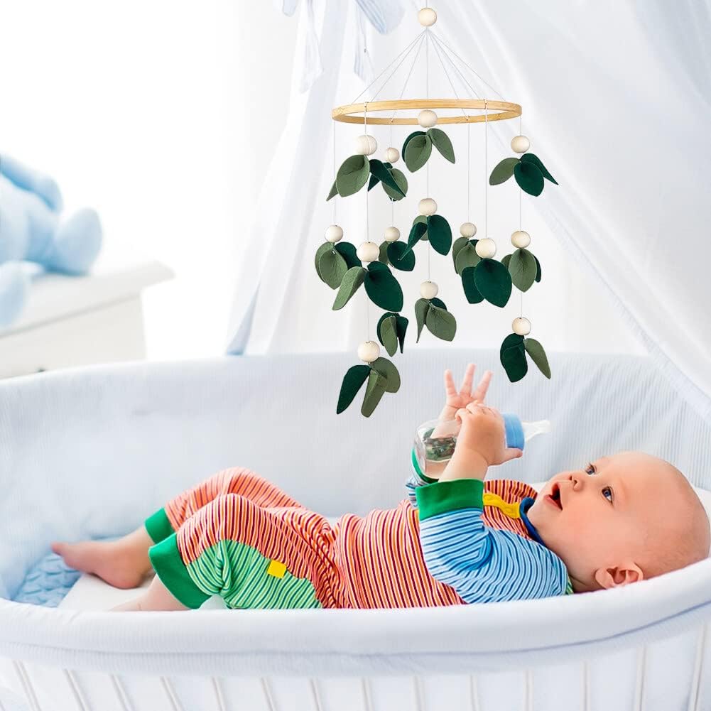 Cute Baby Mobile for Crib - Gender Neutral Mobile for Nursery Decor - Felt Cloth Leaves Mobile Boho Nursery Decor - Crib Mobile for Girls, Boys - Mobile for Bassinet