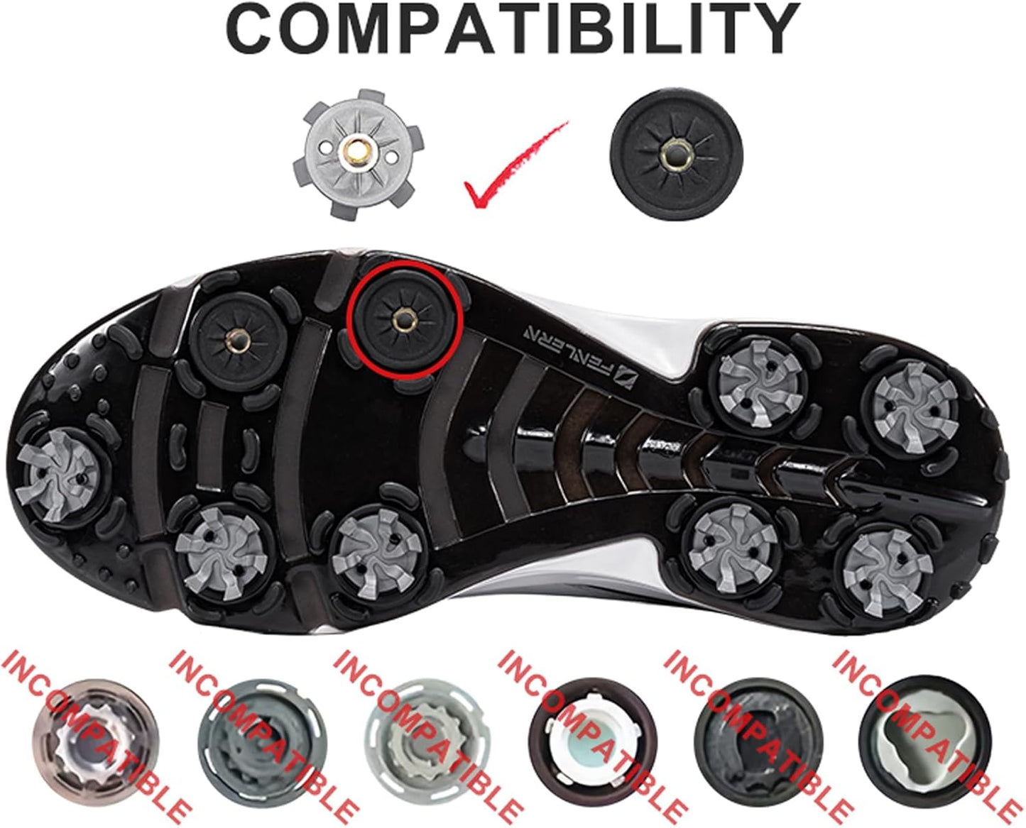 Golf Shoe Spikes Cleat Metal Thread Screw 6mm Dia, 20 Count & 1 Wrench