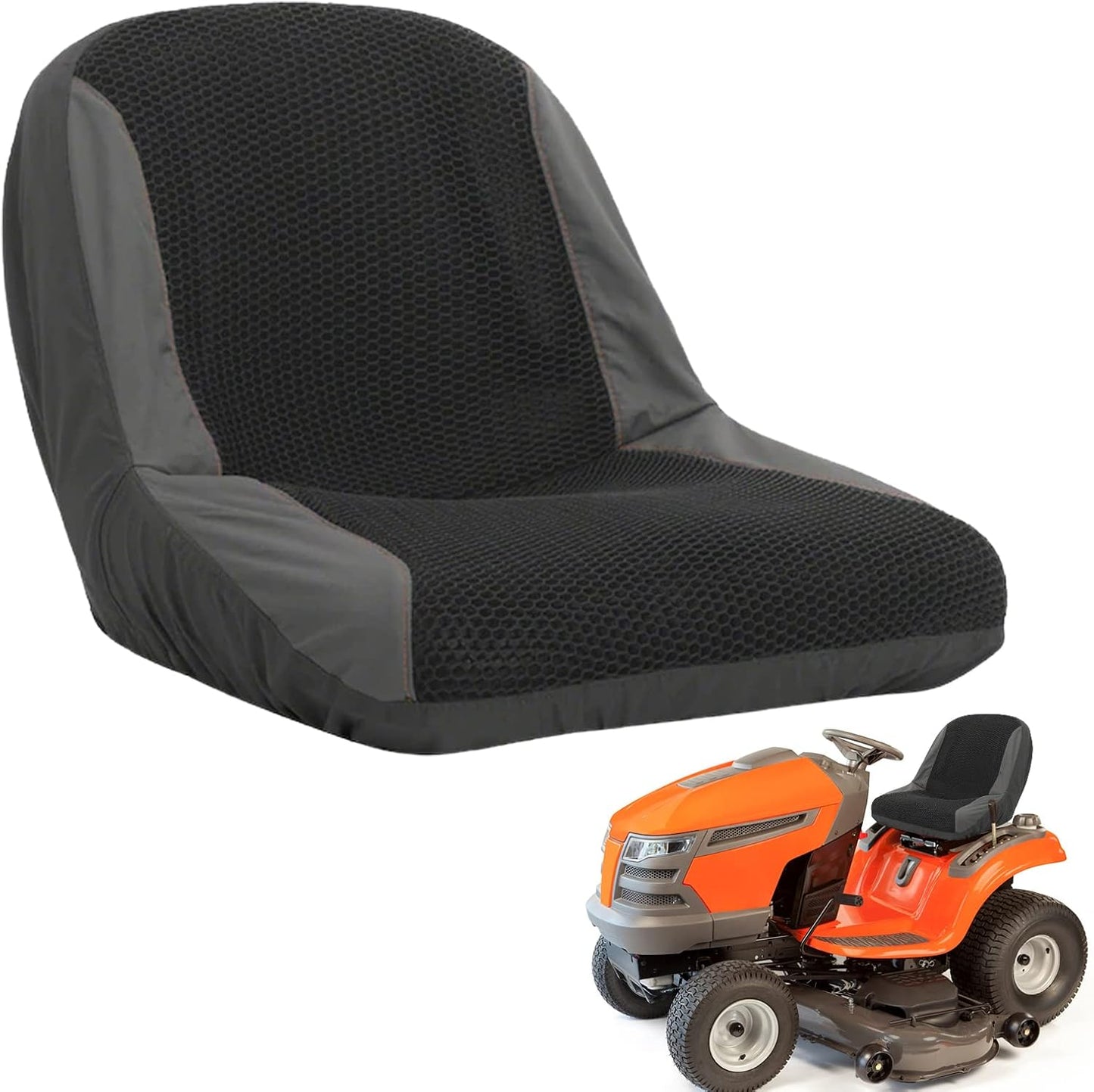 Mower Seat Cover Breathable Craftsman Mower Seat Cover Riding Lawn Mower Cushioned Waterproof Seat Cove Tractor Seat Cover Waterproof Durable Sunscreen Breathable Lawn Mower Seat Cover Black