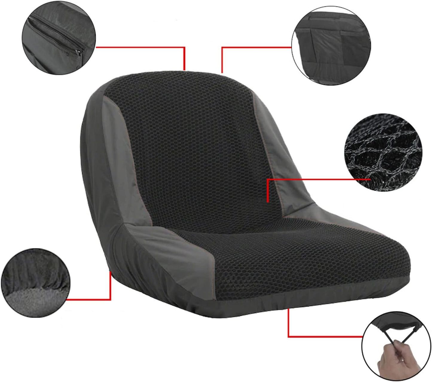 Mower Seat Cover Breathable Craftsman Mower Seat Cover Riding Lawn Mower Cushioned Waterproof Seat Cove Tractor Seat Cover Waterproof Durable Sunscreen Breathable Lawn Mower Seat Cover Black