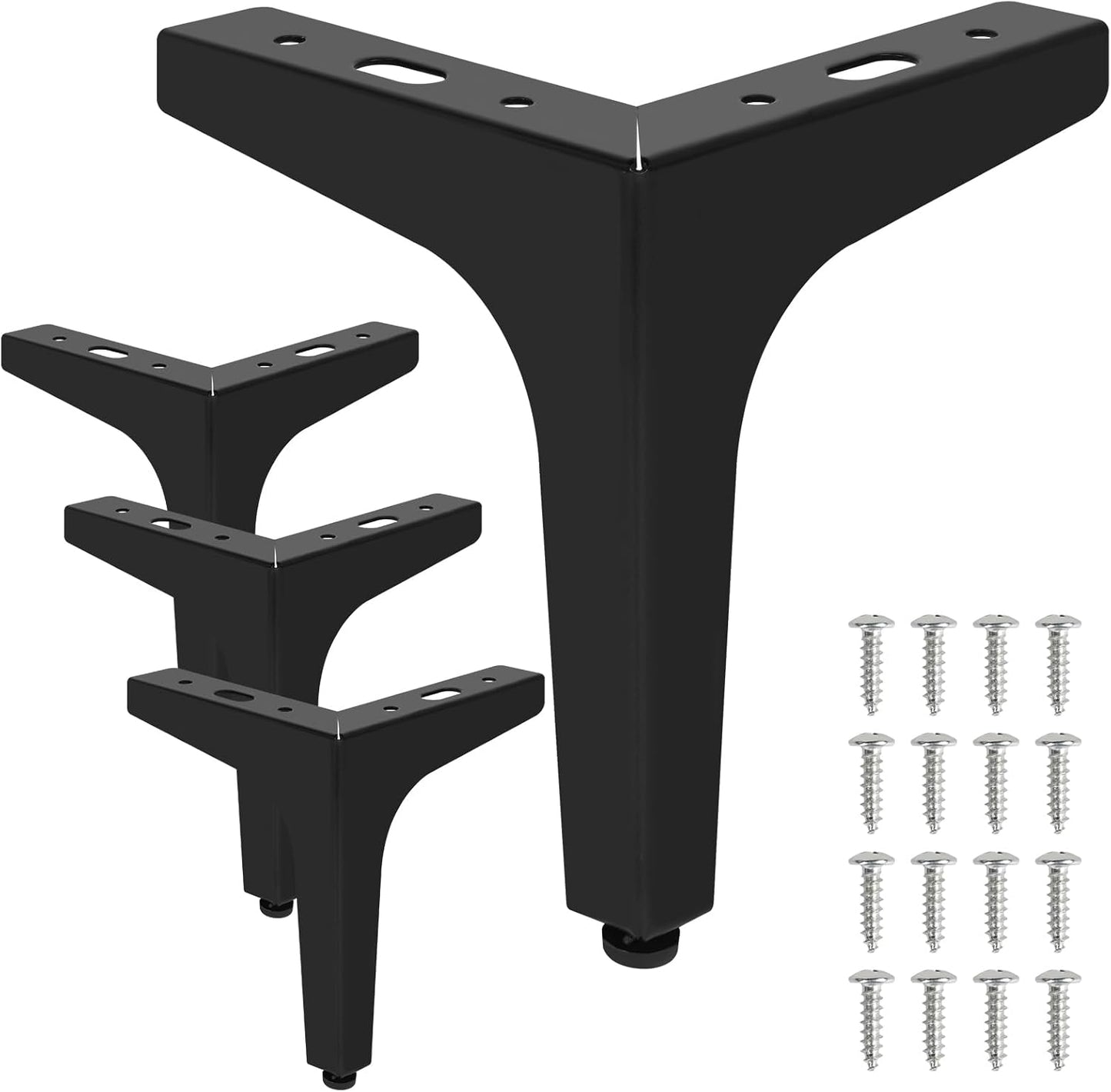 6 Inch Metal Furniture Legs - Set of 4 Modern Iron Diamond Triangle Feet, Black, for Sofa, Cabinet, Chair, Bed, and More