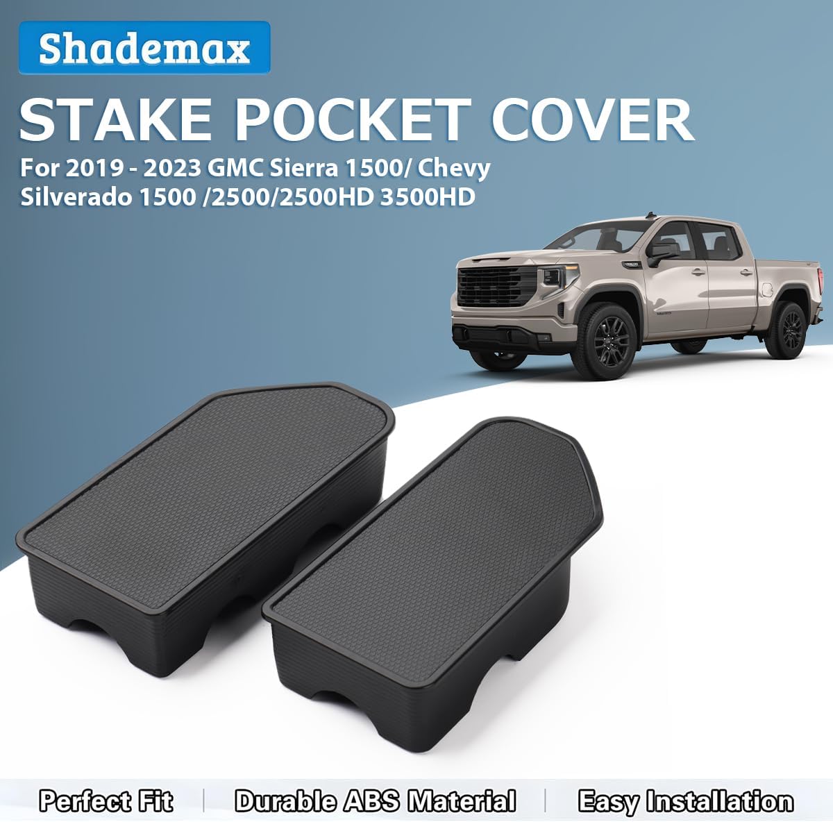 Stake Pocket Covers Custom Fit for 2019-2023 GMC Sierra 1500 Chevrolet Silverado 1500 2500HD 3500HD Truck Bed Rail Hole Plugs Stake Pocket Caps Cover (Set of 2)