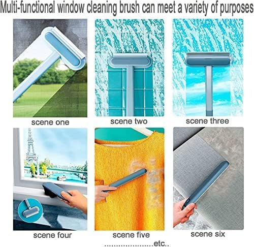 Mesh Screen Cleaner 4 in1, Wet and Dry Dual-Use Window Screen Cleaning Brush, Multi Window Cleaner Tools Window Glass Net Cleaner Squeegee, Groove Brush, Pet Hair Cleaner