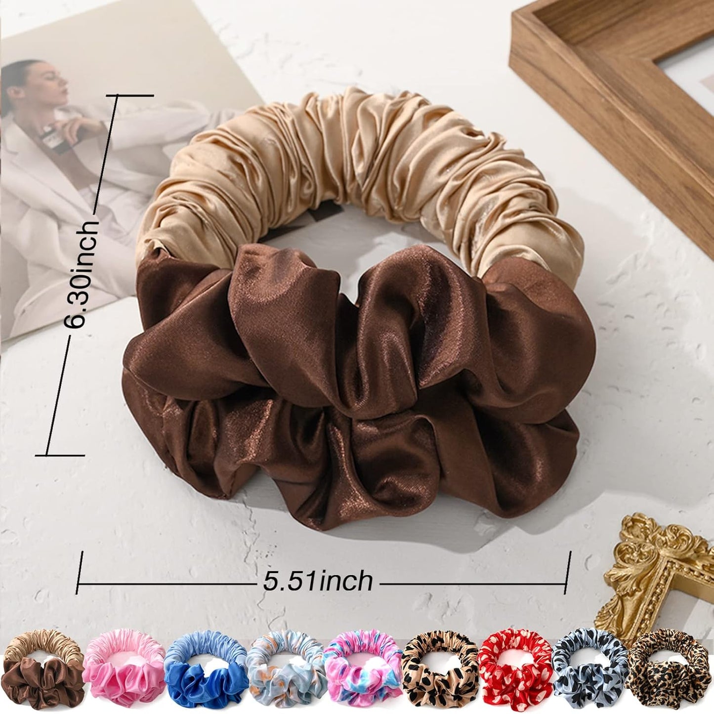Heatless Hair Curler to Sleep In, No Heat Curls Headband Soft Sleep Tie Scrunchie Silk Lazy Rollers for Long hair Overnight (Brown)