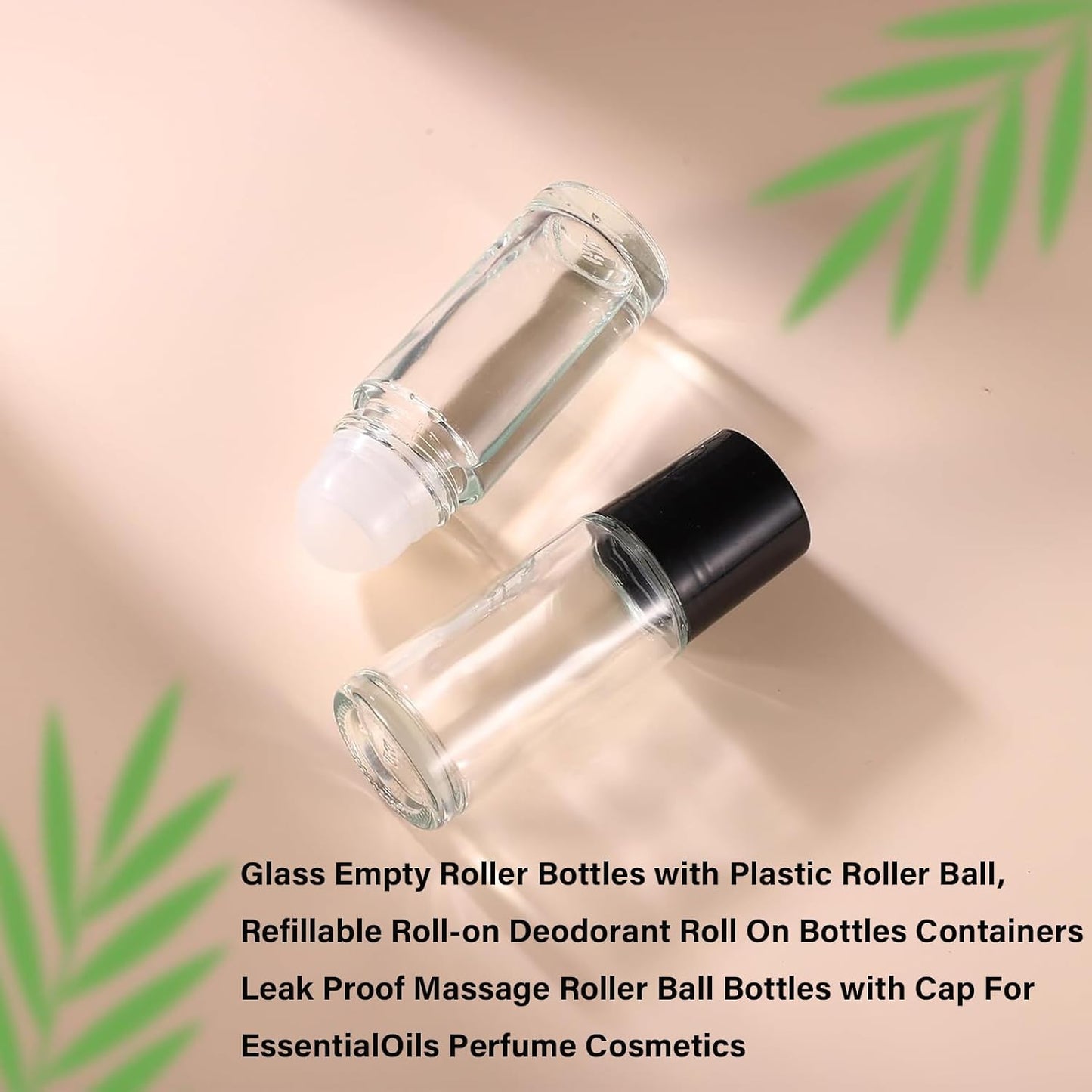 4PCS Essential Oil rolling Bottle, 30ml Portable Transparent Empty Glass Essential Oil Rolling Bottle,Refillable Cosmetic Perfume Rolling Bottle,For Fragrance Essential Oil
