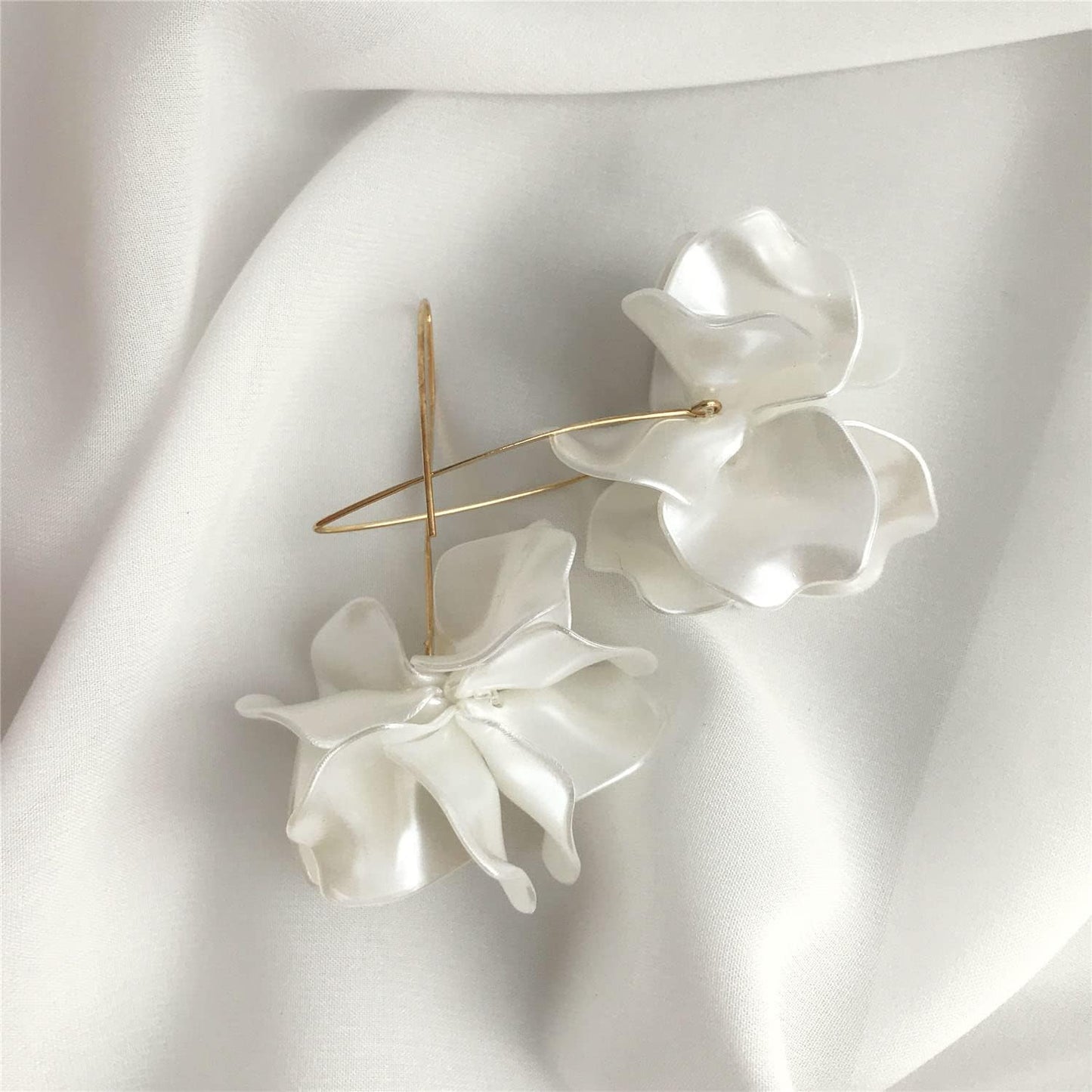 Boho Rose Petal Dangle Resin Earrings - Long Drop Acrylic Tiered Flower Earrings - Statement Exaggerated Floral Tassel Earrings for Women and Girls