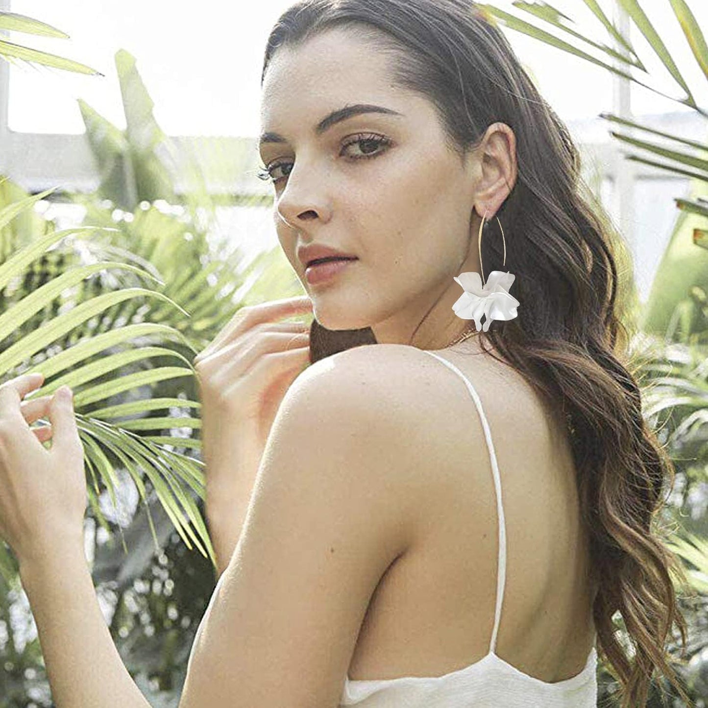 Boho Rose Petal Dangle Resin Earrings - Long Drop Acrylic Tiered Flower Earrings - Statement Exaggerated Floral Tassel Earrings for Women and Girls