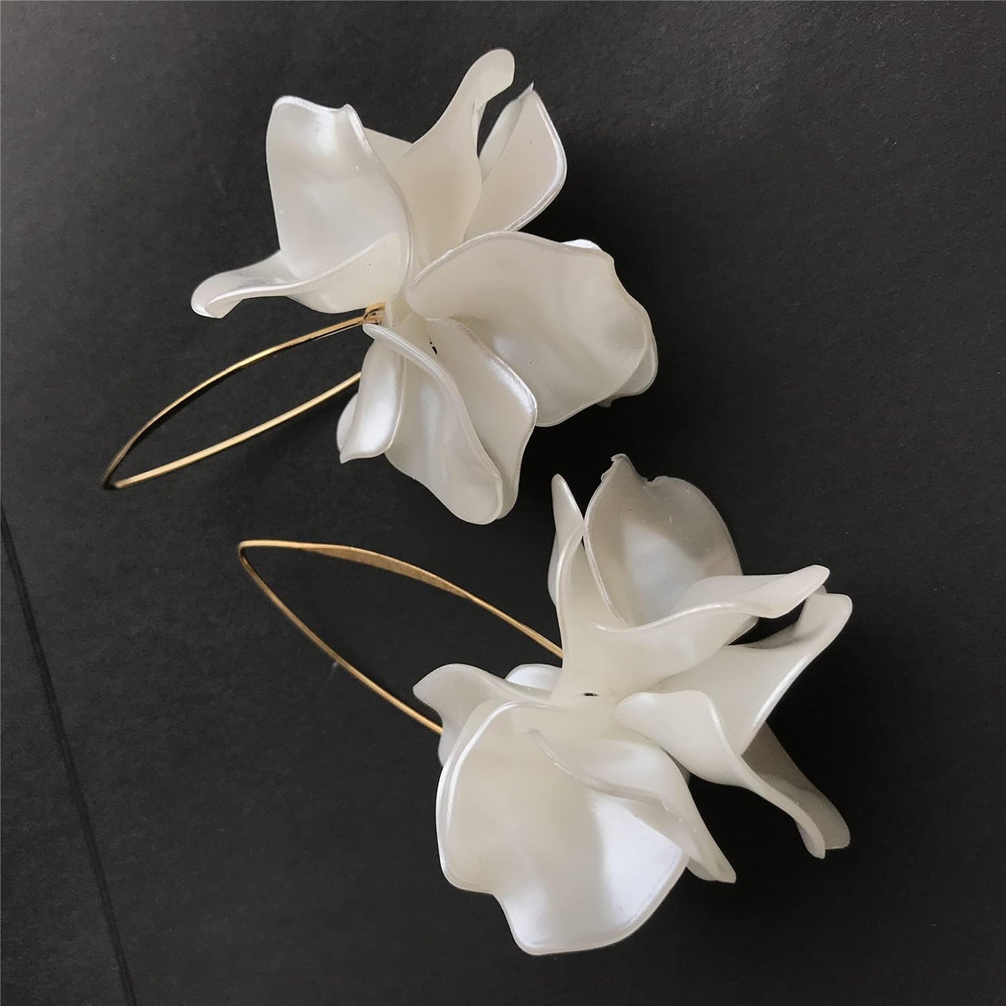 Boho Rose Petal Dangle Resin Earrings - Long Drop Acrylic Tiered Flower Earrings - Statement Exaggerated Floral Tassel Earrings for Women and Girls