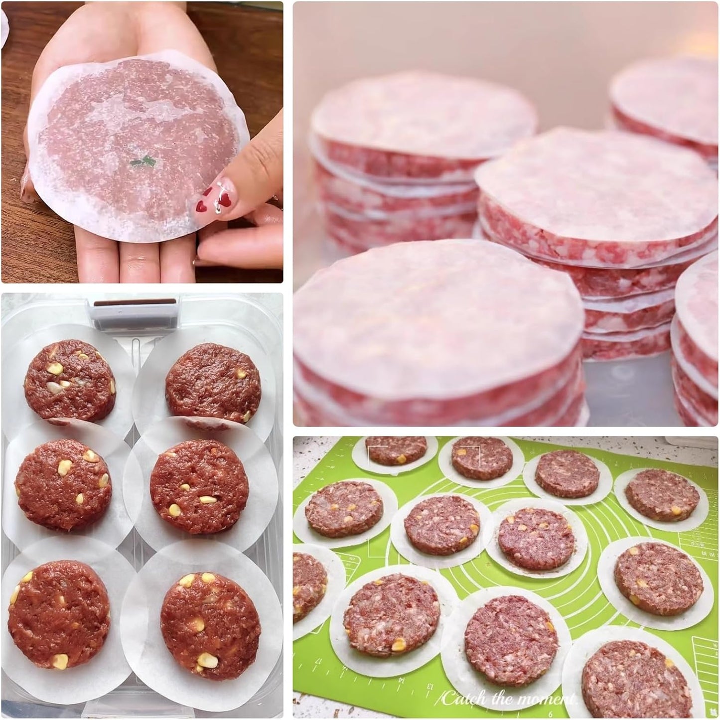 1500pcs Hamburger Patty Paper, 4.5IN Non-Stick Wax Papers, Round Parchment Paper, Food-Grade Burger Sheets for Patty Separating, Freezing, BBQ, Ground Beef and Turkey