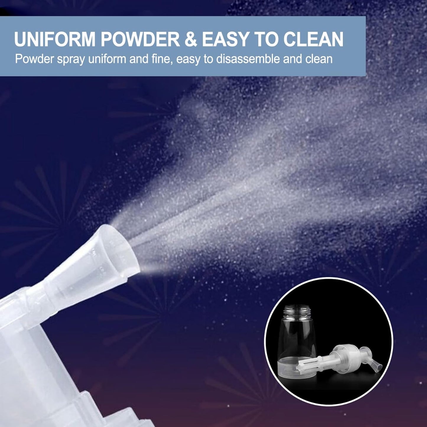 2PCS Powder Spray Bottle, 180ml Portable Powder Dispenser with Converging Nozzle, Powder Container Even Dispensing Powder Spray for Baby Powder, Body Powder and Even Edible Glitter