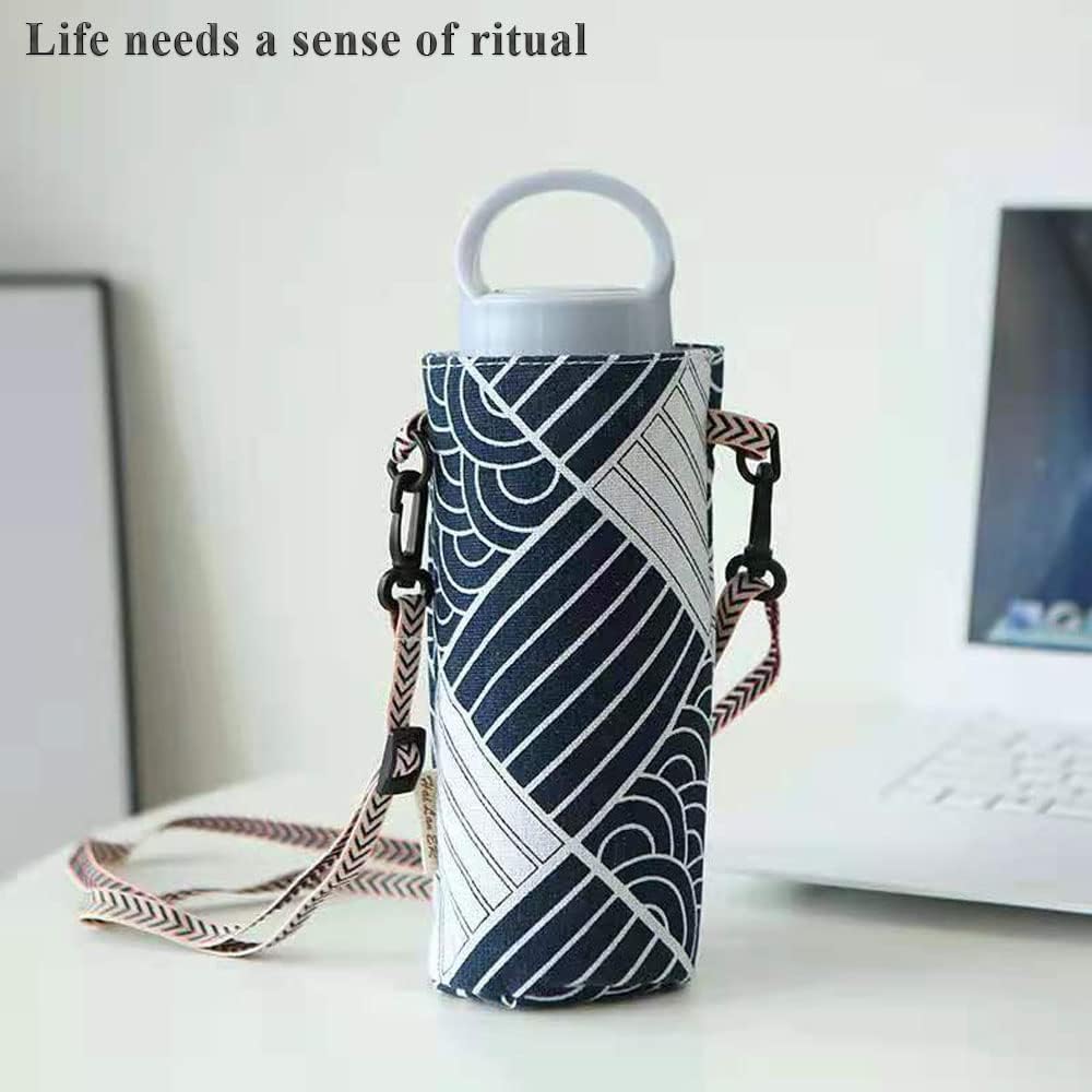 2 PCS Water Bottle Bag,Water Bottle Carrier Bag Case Floral Printing Bottle Pouch Holder Portable Water Bottle Holder Pouch Cover Portable Bottle Cover Bags with Adjustable Shoulder Strap,for Hiking