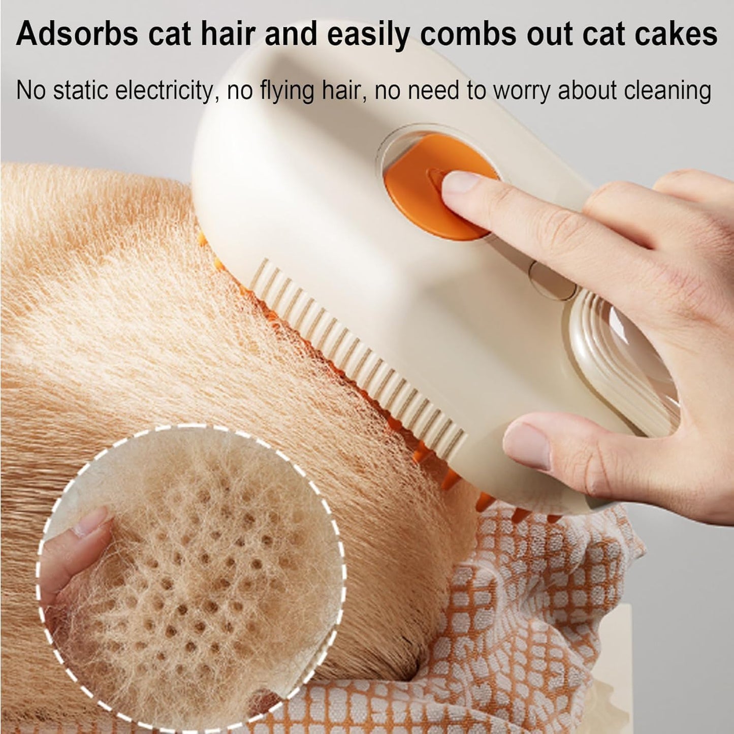 Puffease Spritz Defur Comb for Cats Dogs, Steam Pet Brush with Spray Function, Spray Defur Comb for Pet Bathing, Shedding & Grooming (Purple)