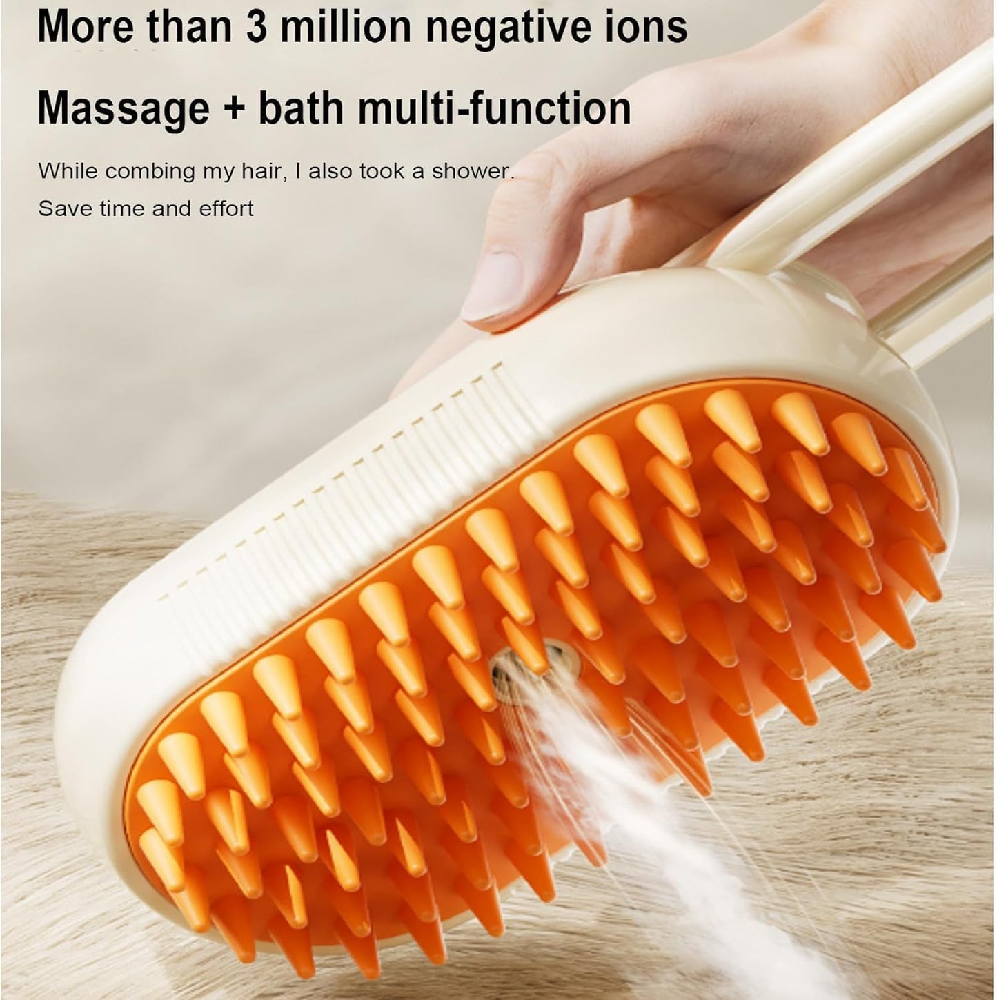 Puffease Spritz Defur Comb for Cats Dogs, Steam Pet Brush with Spray Function, Spray Defur Comb for Pet Bathing, Shedding & Grooming (Purple)