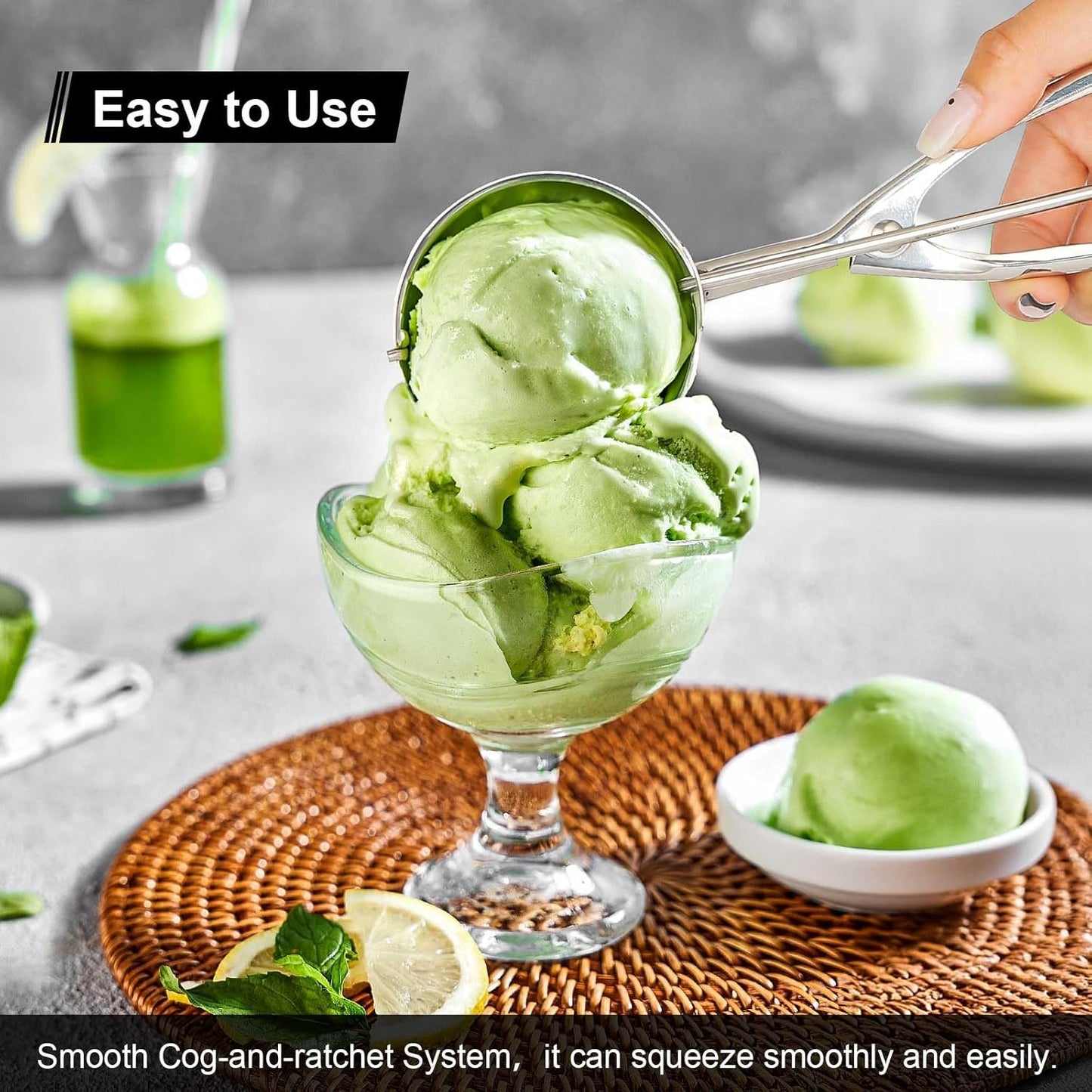 Ice Cream Scoops Set 3 PCS Cookie Scoops for Baking, Fits Right & Left Handed, Stainless Steel Cookie Dough Scoop, Melon Baller Scoop Cupcake Muffin Scoop (4oz +2oz +0.8oz)