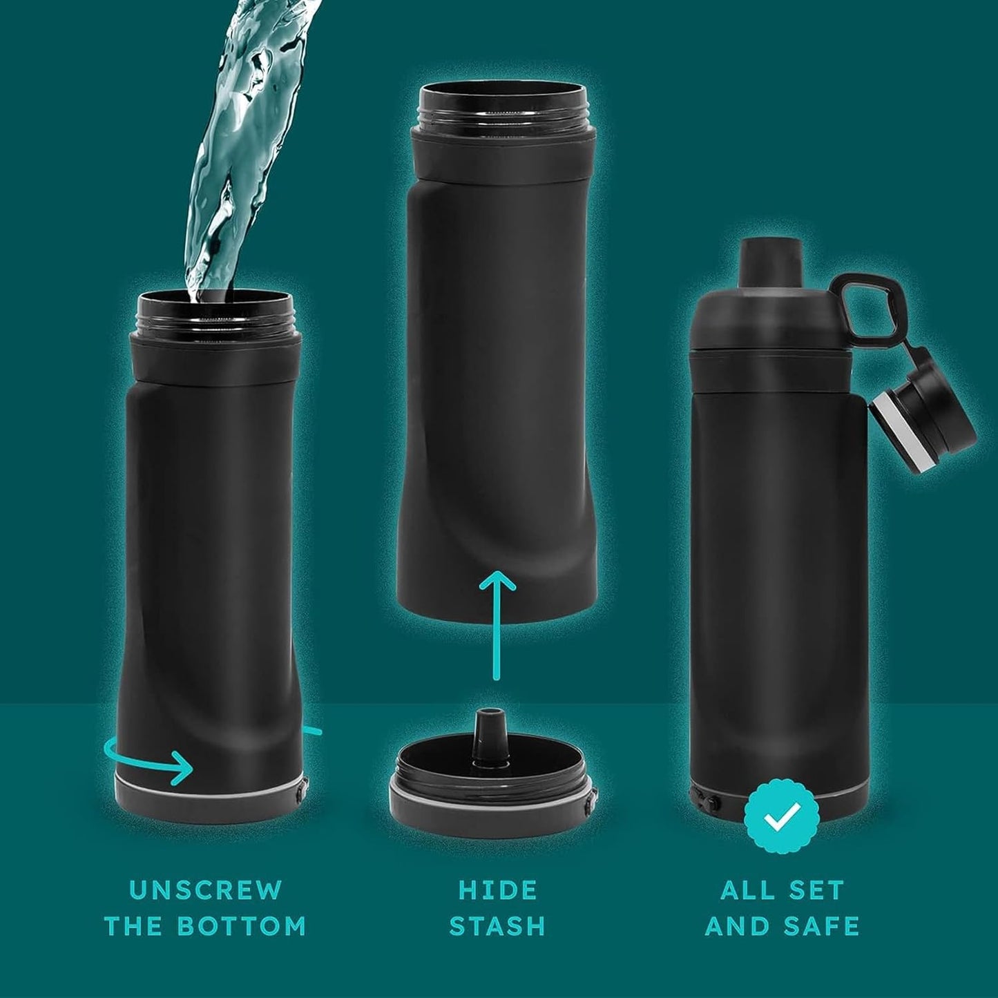 Plastic Water Cup Diversion Water Bottle Travel Home Hidden Spot Cash Card Key Bottom Compartment Storage Bottle
