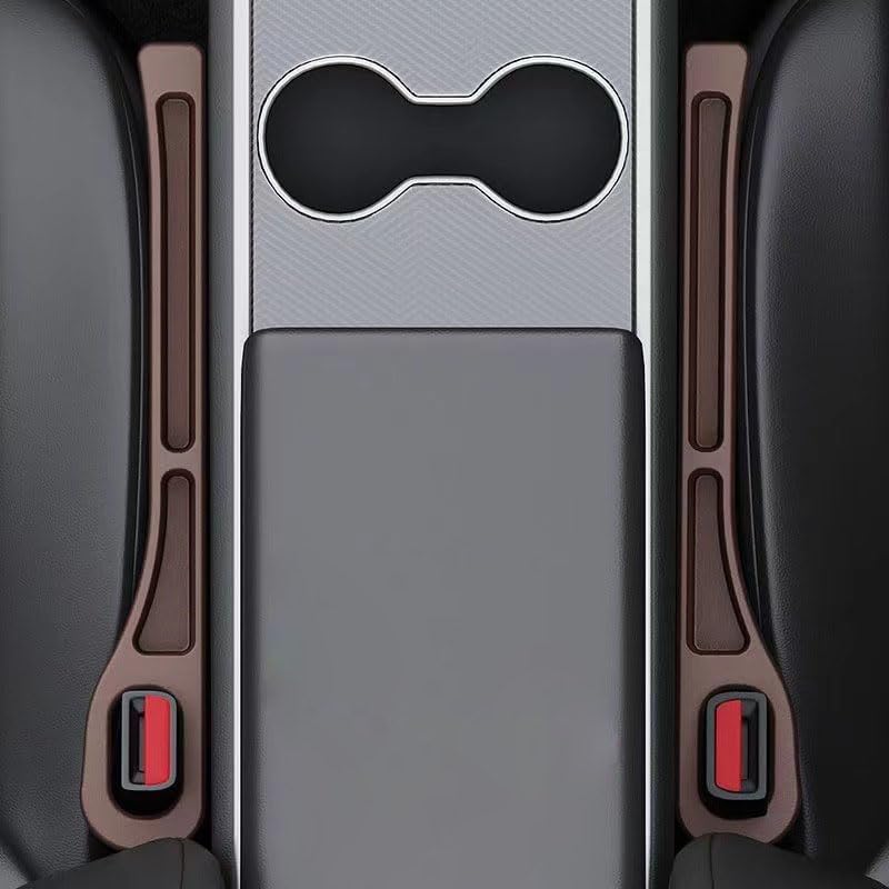 2PCS Nodrop Seat Guard,Car Seat Side Gap Filler, Place Your Phone, Cards, Wallet, Side Gap Fillers for All Cars Place Your Phone, Cards, Wallet (Beige B)