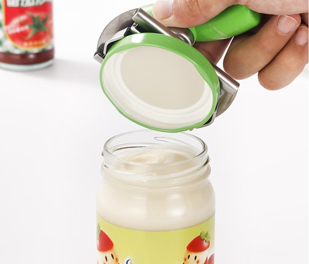 Effortless Arthritis Jar Opener, Easy Open Adjustable Grip Jar Opener, Jar Opener for Weak Hands, 2024 New Jar Opener Bottle Opener, for Seniors Easy Open Lid Opener (Green+White)