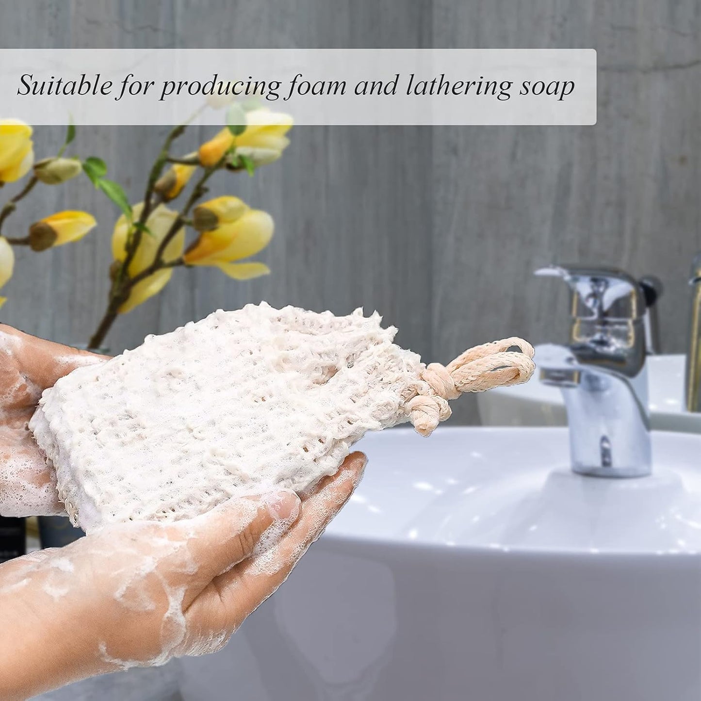 MIFASOO 5 Pack Natural Sisal Soap Saver Bag Zero Waste Mesh Bar Soap Loofah Holder Pouch for Shower