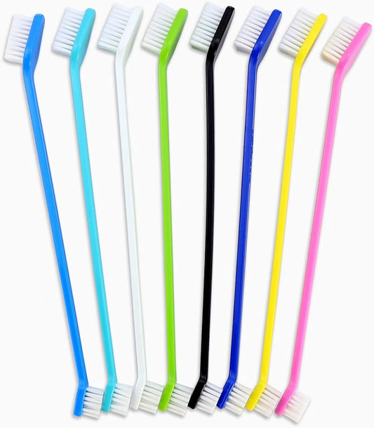 Dog Toothbrush Set of 8 - Dual Headed, Dental Hygiene Convenient Soft Toothbrush to Clean pet Teeth, Dog Tooth Brushes for Small to Large Dogs, Cats, and Most Pets, Teeth Brush in Bulk