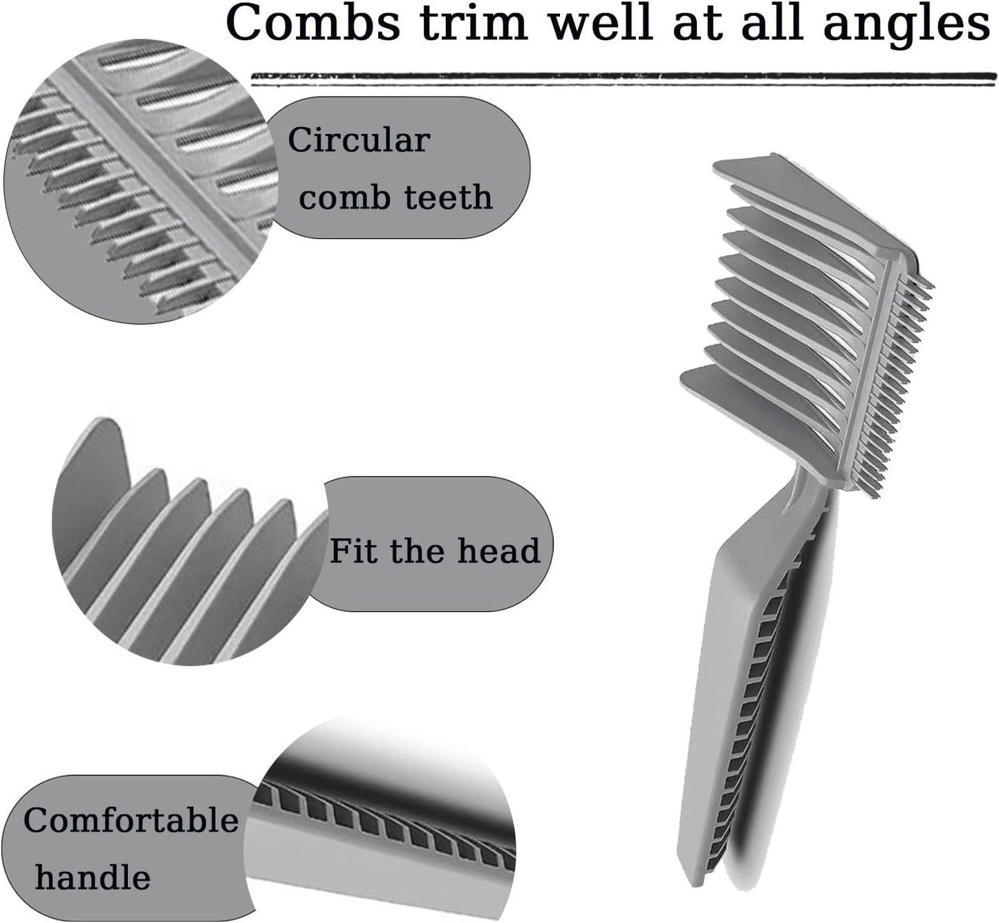 2pcs Blend Friend Curved Positioning Fade Comb, Professional Heat Resistant Cutting Comb for Men Salon Hairdresser Clipper Cuts Tools (Black and Grey)