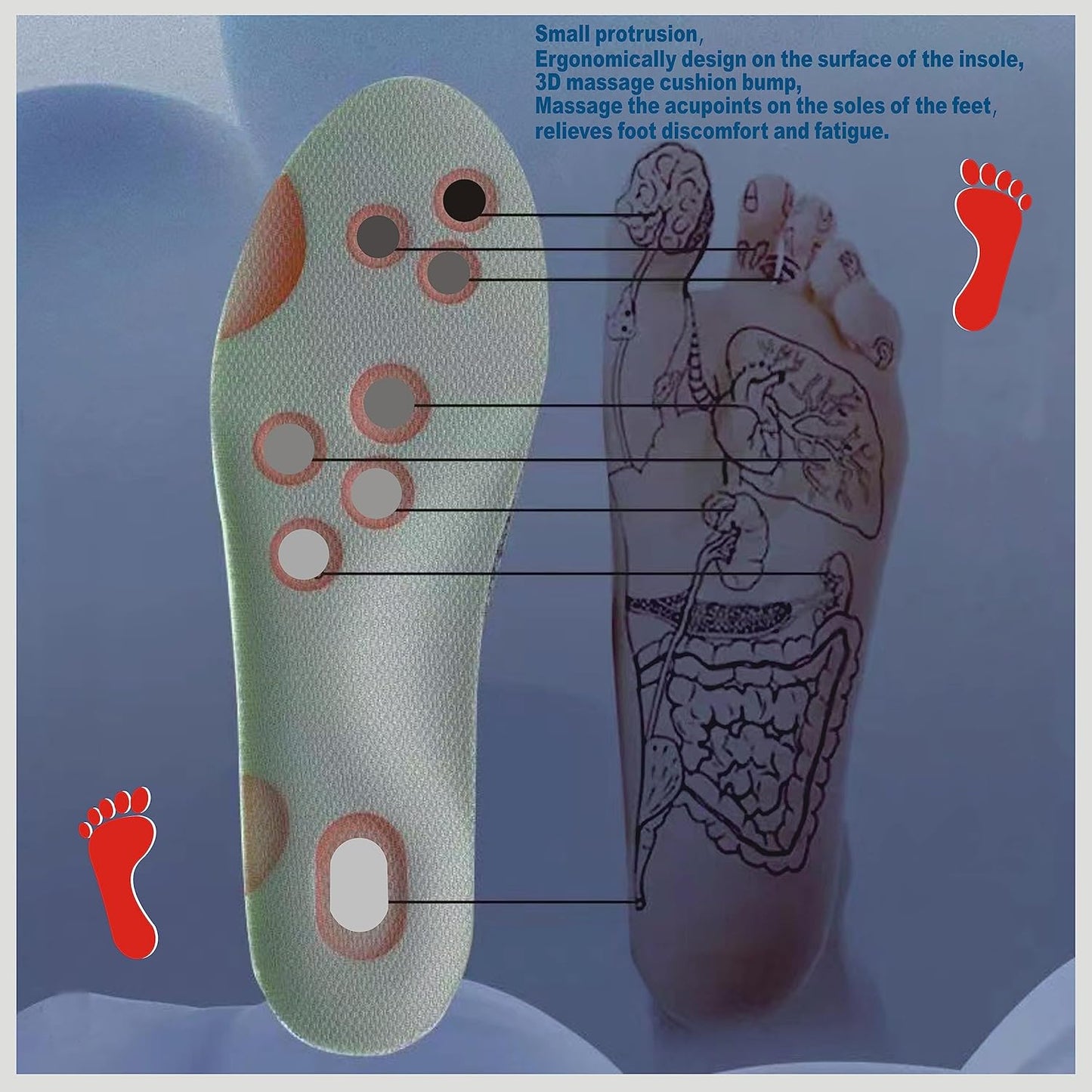 sneaker insoles memory foam replacement insoles with Excellent Shock Absorption and Cushioning for Men and Women Comfortable Feet Relief Insoles (Men US 7.5-10 Women US 8-11, 1 pair)