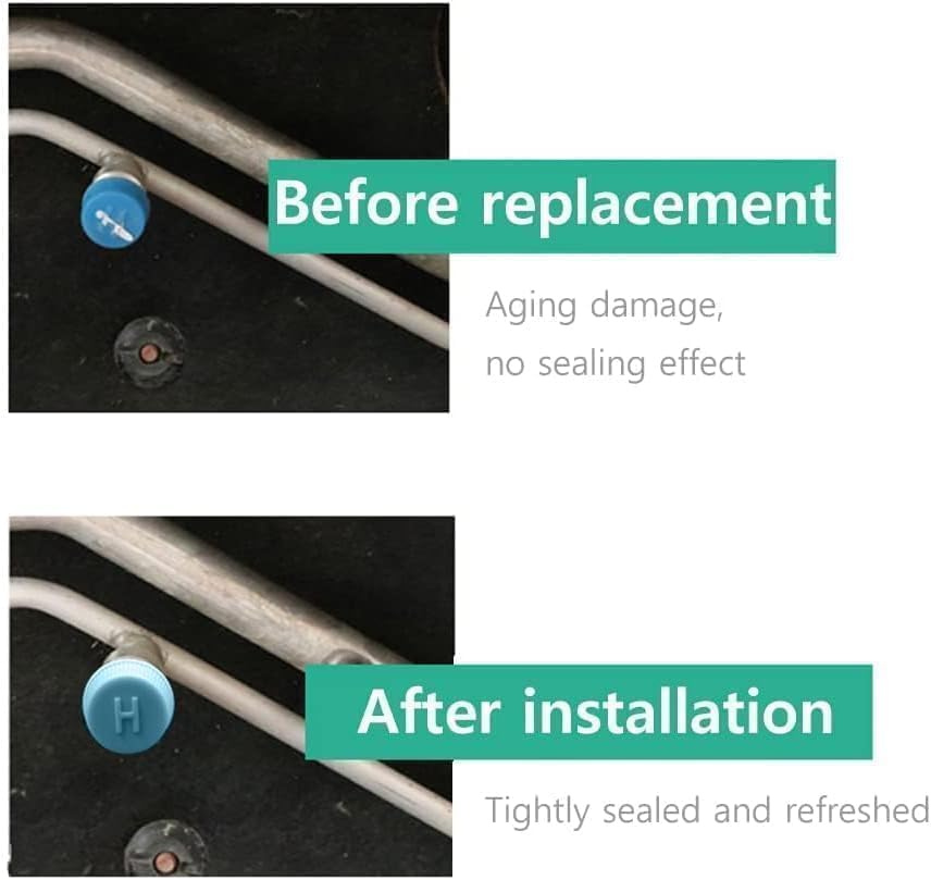 2Pcs Replacement Valve Caps for Car Air Conditioning, Leakproof R134a AC System Charging Port Caps Dust Cover, High and Low Pressure Valve Cap for Vehicle AC, Car Accessories