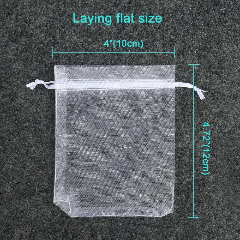 100PCS Premium Sheer Organza Bags, White Wedding Favor Bags Drawstring, 4x4.72 Jewelry Gift Bags Party, Jewelry, Festival, Bathroom Soaps, Makeup Organza Favor Bags