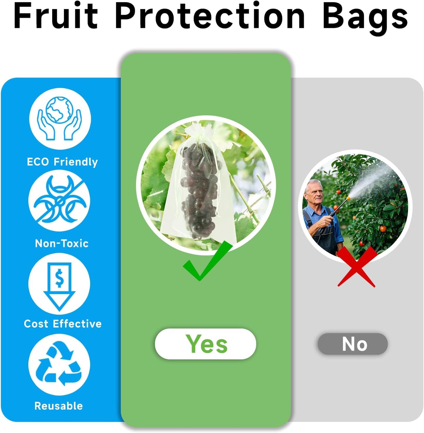 100PCS Fruit Protection Bags with Drawstring, 6x8 Inch Green Organza Produce Bags for Fruit Trees, Mesh Netting for Garden Protection