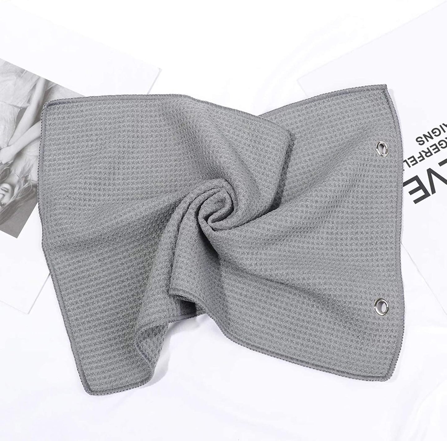 Golf Towel,2 PackPremium Microfiber Fabric Waffle Pattern Towels,Heavy Duty Carabiner Clip (2 Pcs,2 Colors)