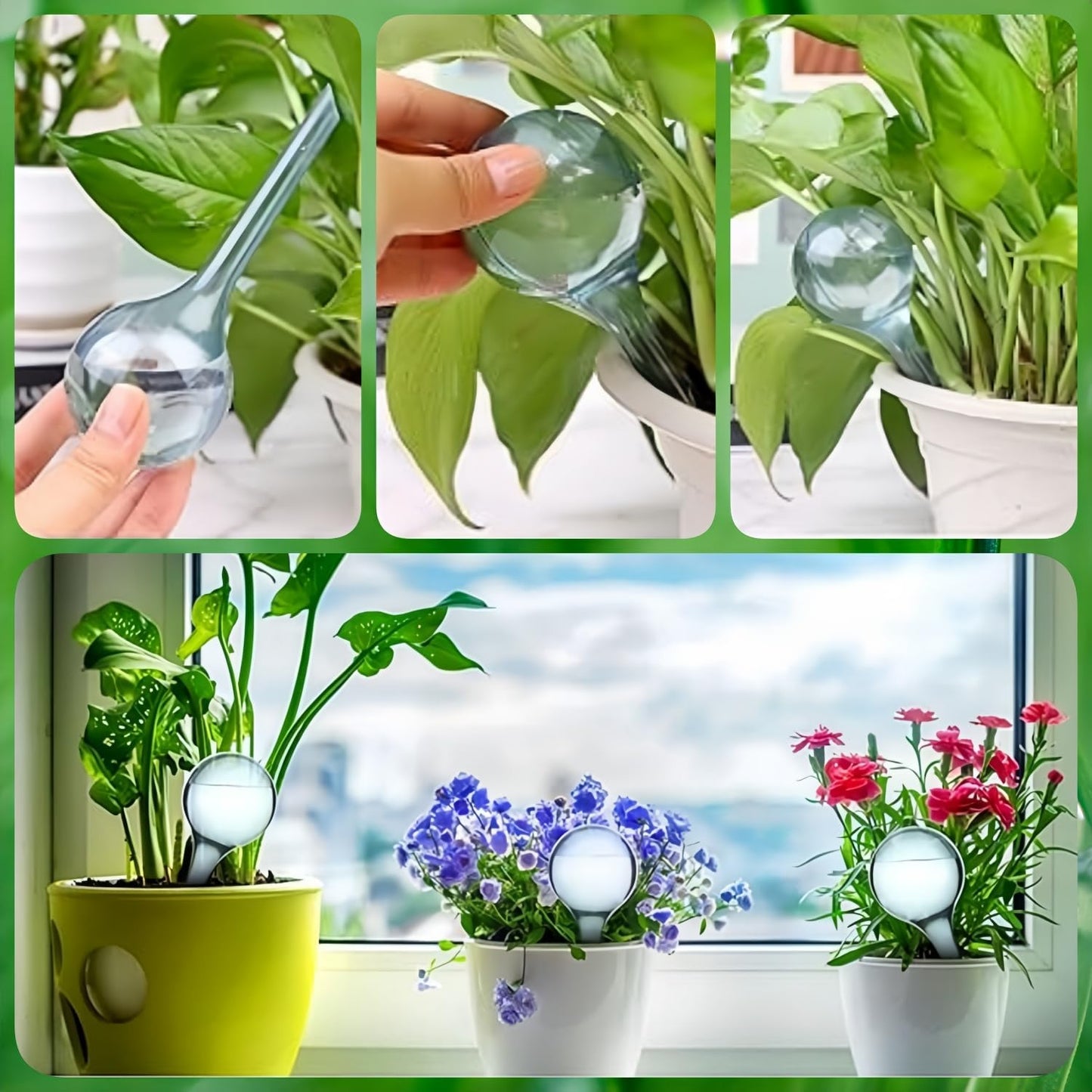 12 Pcs Plant Watering Globes, Automatic Watering Bulbs, Plastic Garden Watering Globes Device, Water Device Drip for Plant, Self-Watering System for Indoor Outdoor Garden (Lake Blue)