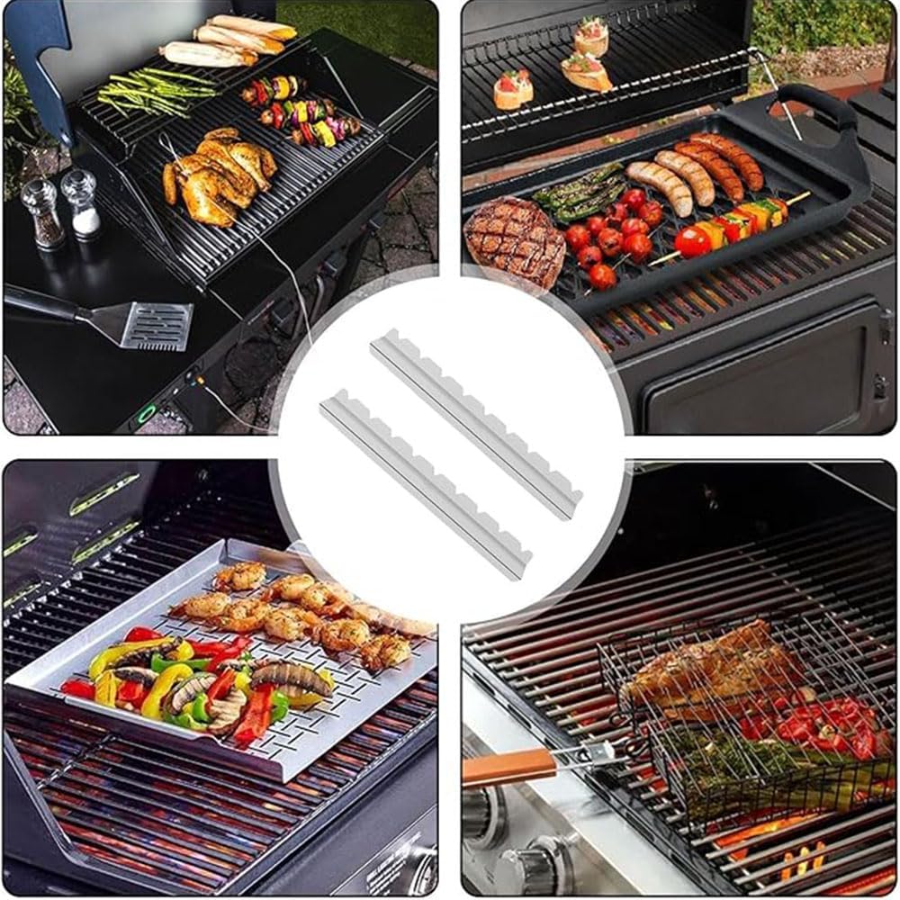Stainless Steel Kebab Rack for BBQ Skewers, Shish Kabob Grilling Holder, 1 Pair