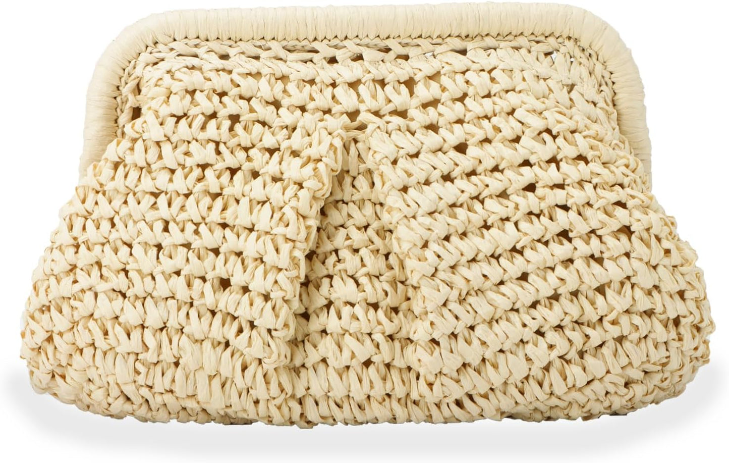 Straw Clutch Purse for Women Cloud Dumpling Pouch Straw Crossbody Shoulder Handbag Summer Beach Woven Bag