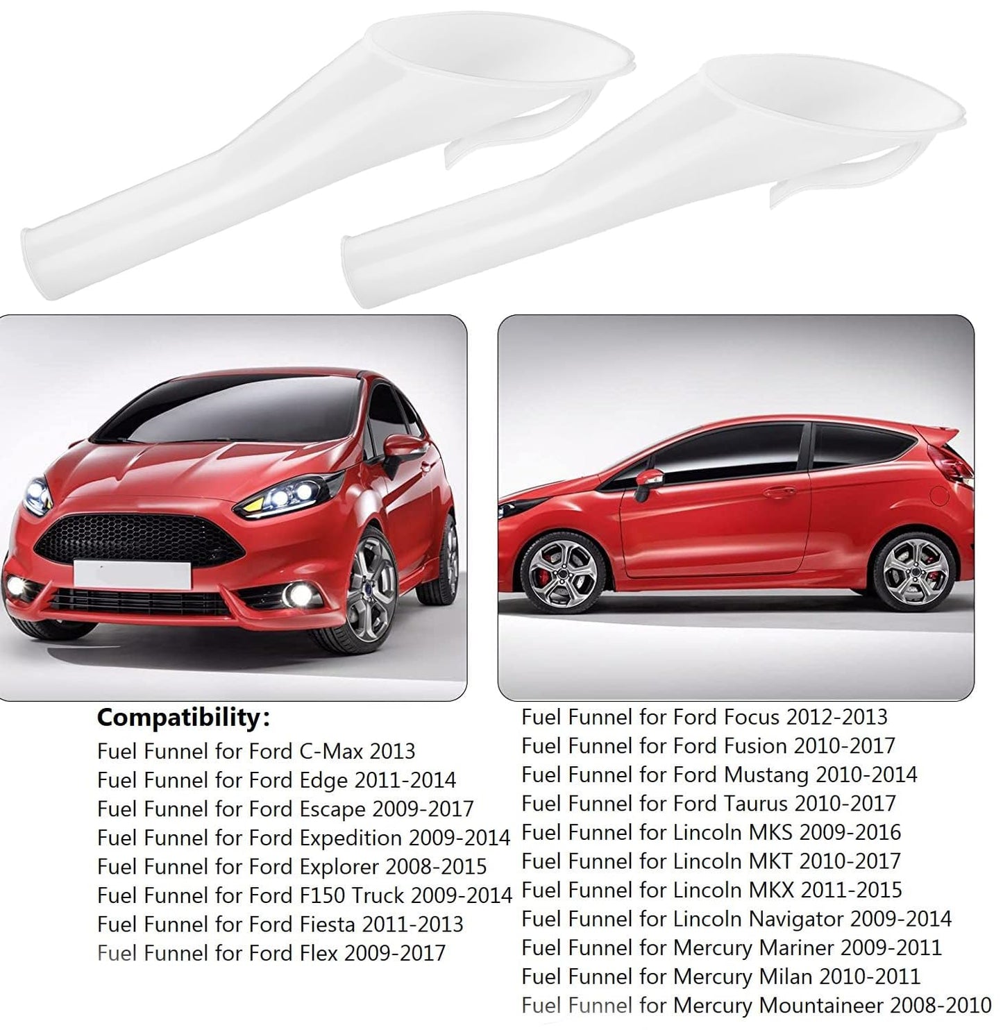 2pcs Ford 8U5Z-17B068-B Fuel Filler Funnel Oil Tool for F150 Funnels, Fuel Fill Funnel Fuel Filler Gas Tank Funnel Tube Replace 8U5A17B068AD 8U5Z17B068A for Ford F150 for Lincoln Funnel Oil