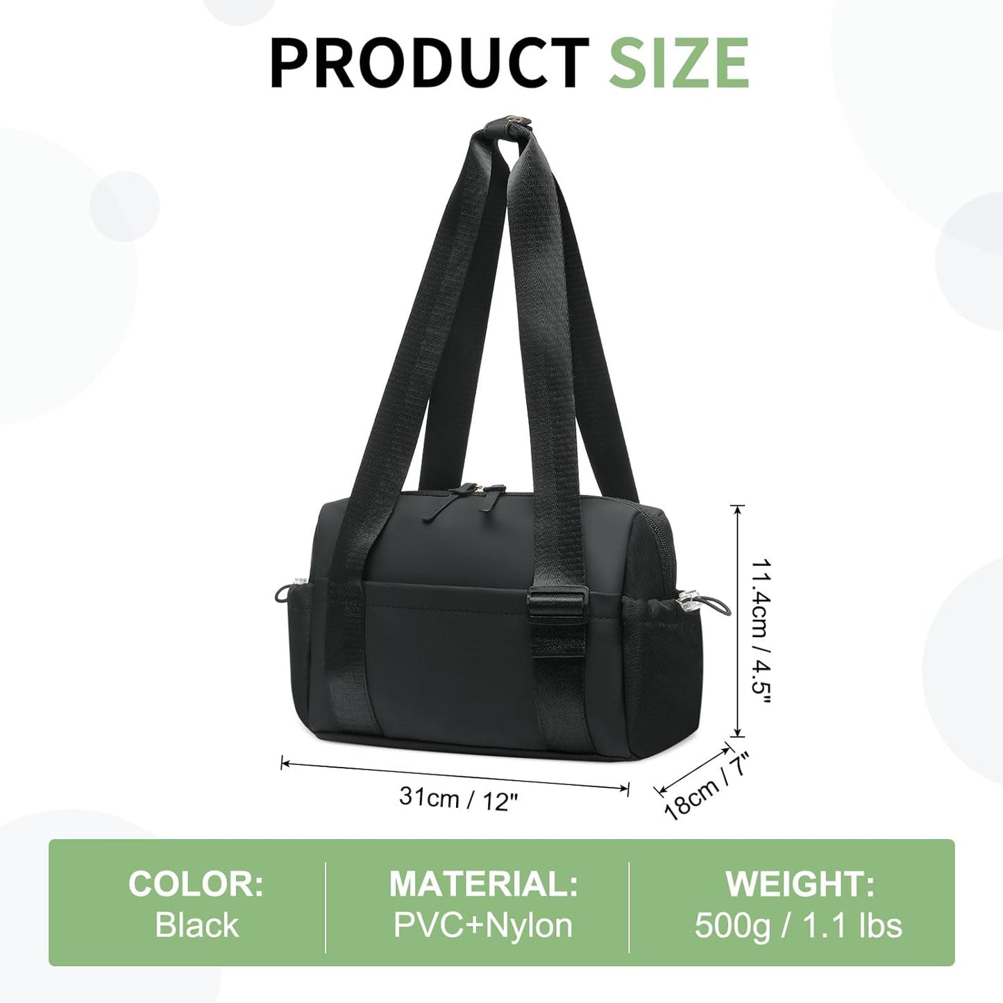 Mini Gym Tote Bag for Women Girls, Cute Fitness Gym Bag W/Wet Compartment Waterproof for Yoga Travel Workout Sport Bag, Black