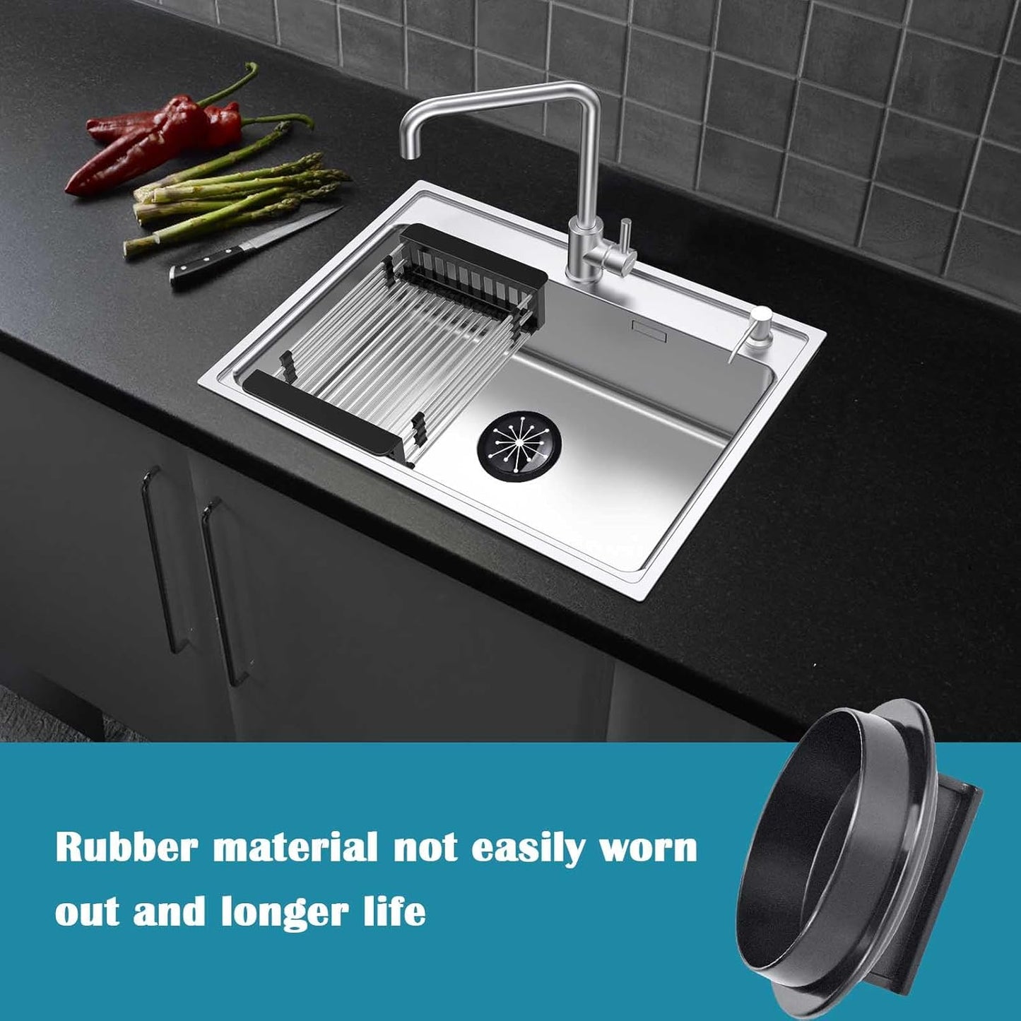 2 PCS/Set Garbage Disposal Splash Guards and Garbage Disposal Plug,Sink Baffle Drain Plugs Universal Rubber Garbage Disposal Splash Guard and Disposal Cover for Waste King in-Sink-Erator