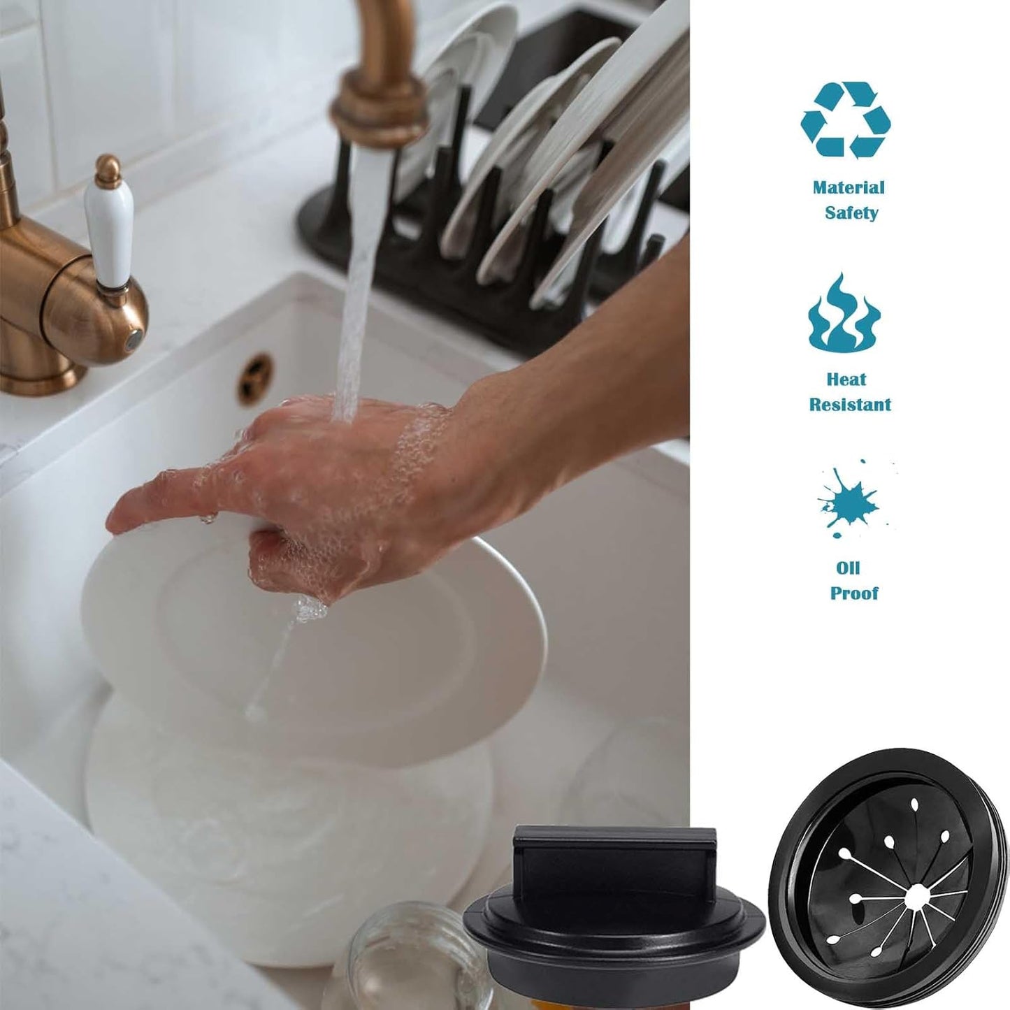 2 PCS/Set Garbage Disposal Splash Guards and Garbage Disposal Plug,Sink Baffle Drain Plugs Universal Rubber Garbage Disposal Splash Guard and Disposal Cover for Waste King in-Sink-Erator