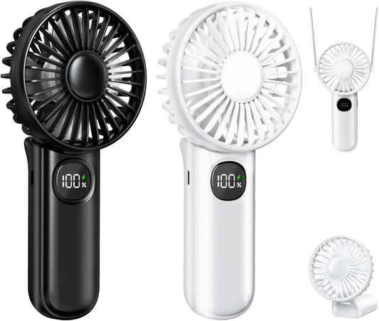 [Mini Portable Handheld Fan 2 Pack] 5 Adjustable Speeds Personal Fan with Lanyard,180° Foldable Small Hand Fans for Makeup, Home, Office, Travel and Outdoor Activities