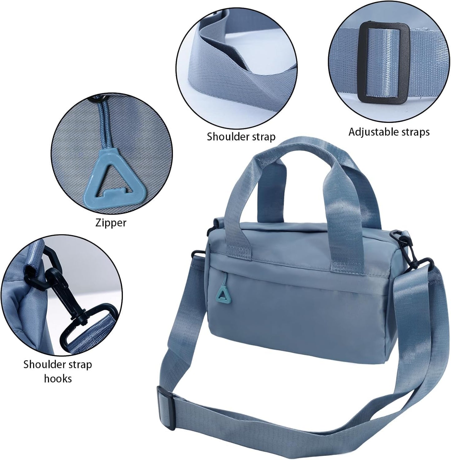 Mini Gym Bag for Women & Men Adjustable Small Duffle Bag with Detachable Strap, Waterproof Gym Tote with Wet Compartment, Portable Fitness Shoulder Bag for Sports & Travel (Black)